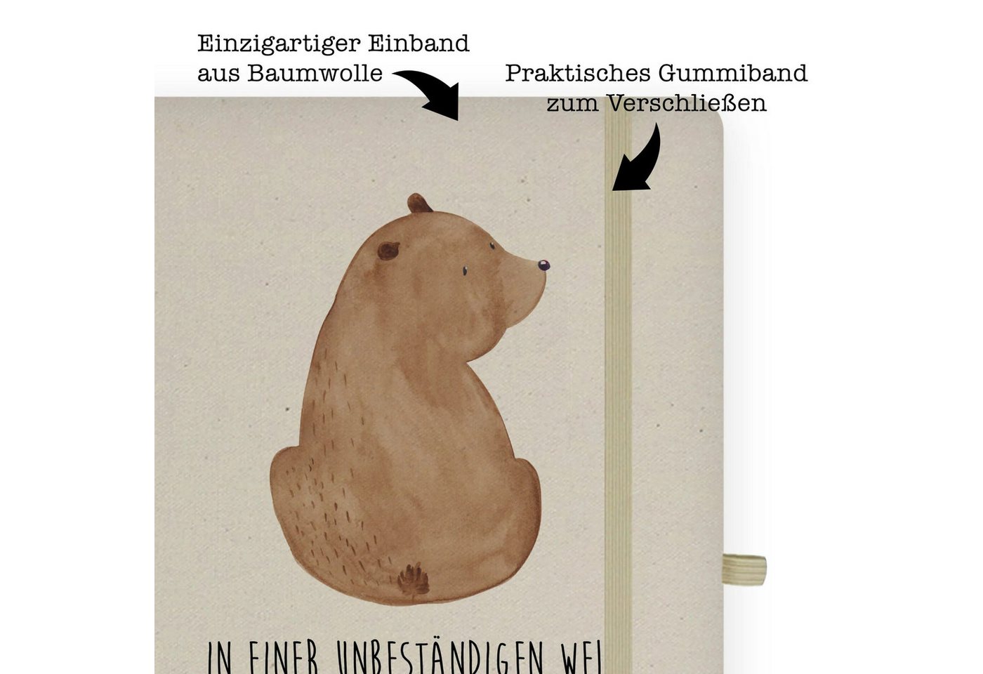 Thumbnail - Mr. & Mrs. Panda Notizbuch Bär Schulterblick - Transparent - Geschenk, Teddy, DIN A4 Planer, A4 Mr. & Mrs. Panda, Bezaub...