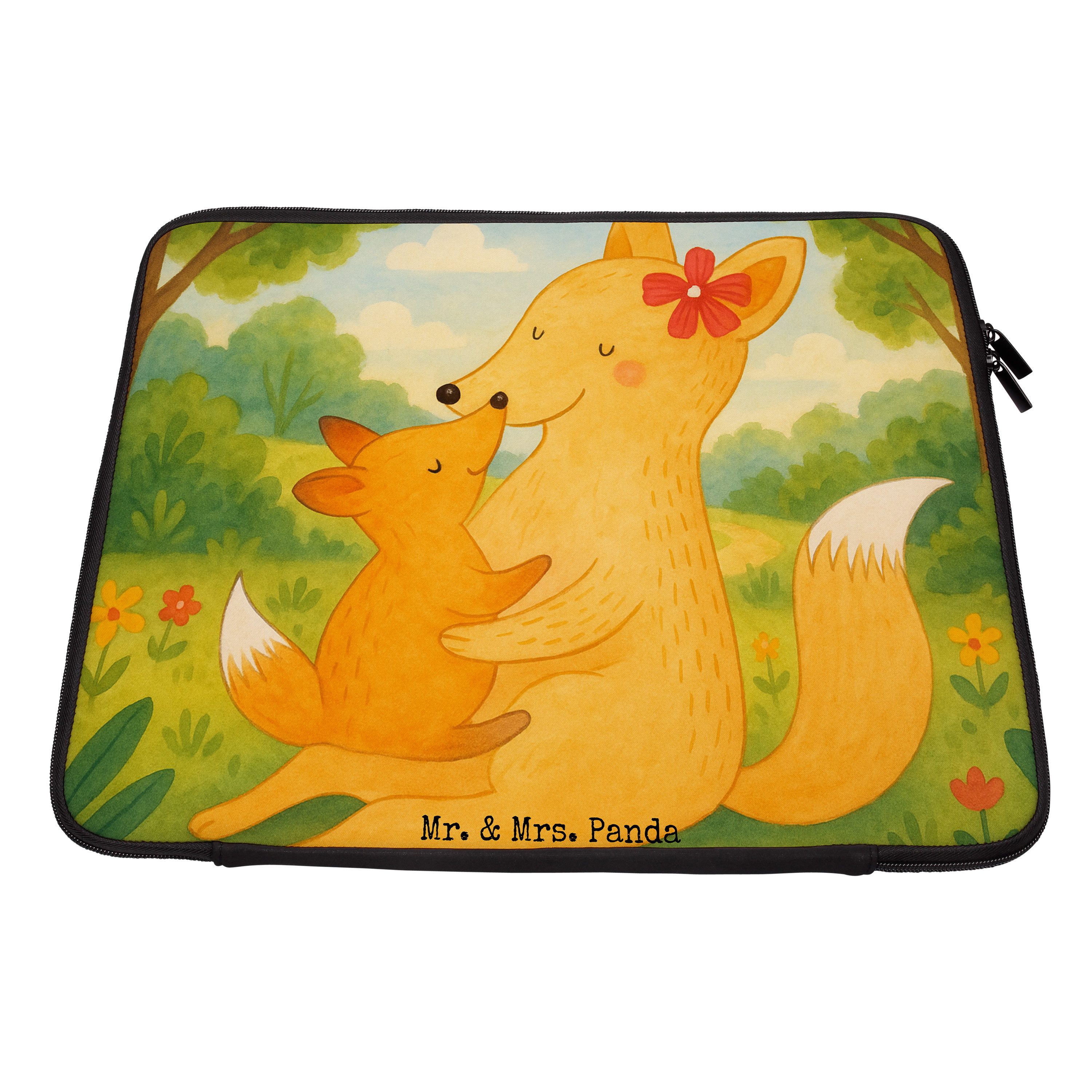 Mr. & Mrs. Panda Laptop-Hülle Fuchs Mama Design, Laptop Sleeve 15" 40 x 29,5 cm, Weiß, Schoß, Lapto, Notebook Tasche Laptop Hülle Notebooktasche