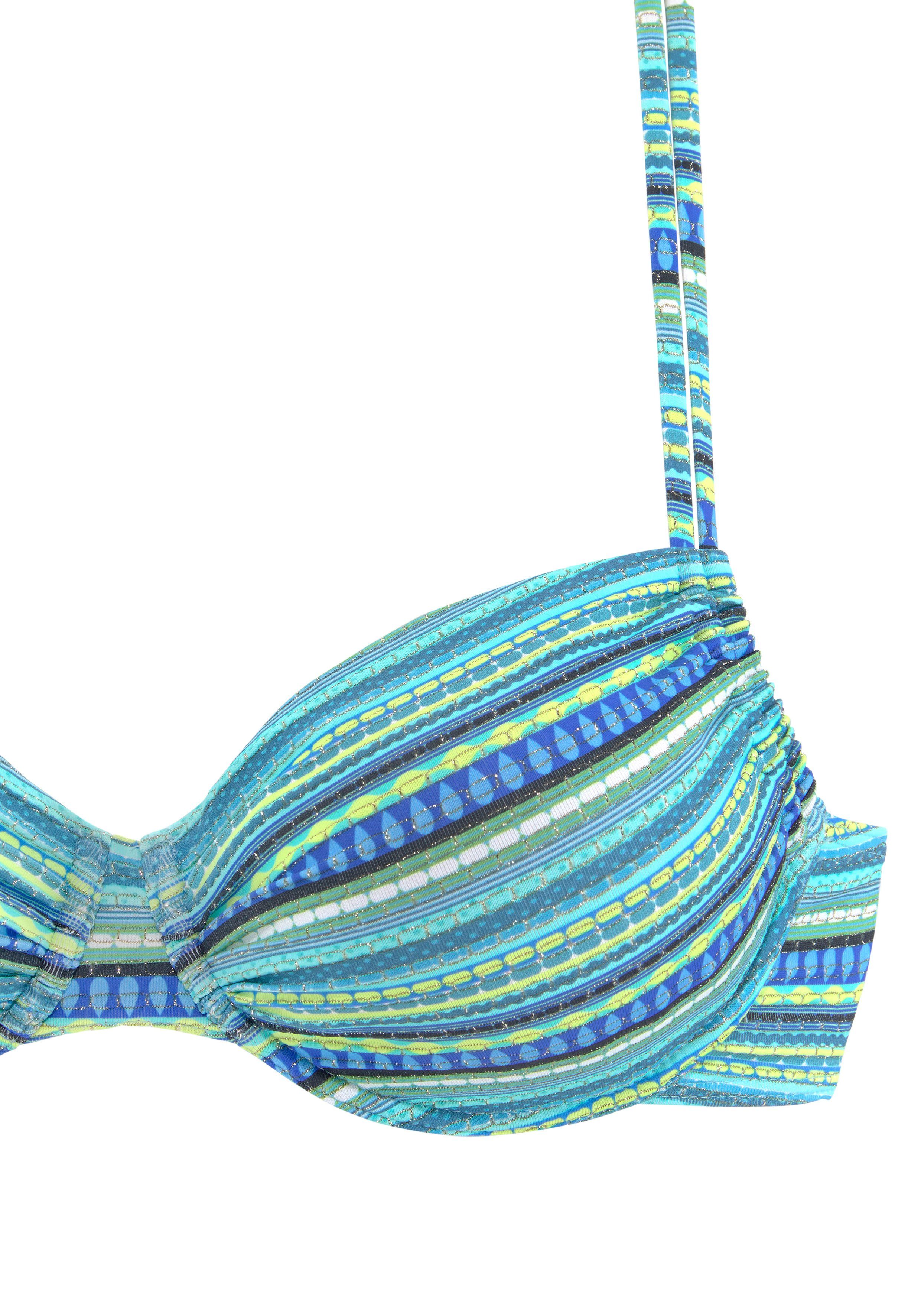 LASCANA Bügel-Bikini mit glitzernden türkis-gestreift Streifen