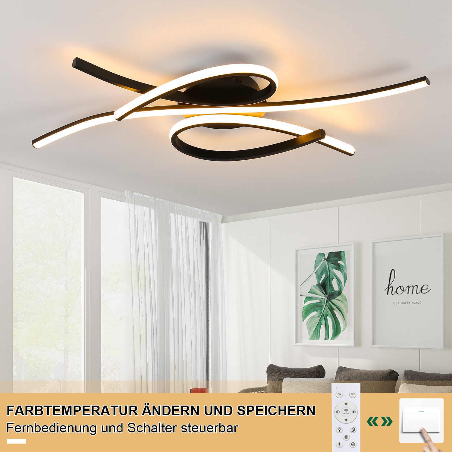 WILGOON Deckenleuchte LED Deckenleuchten Dimmbar Wohnzimmer günstig online kaufen