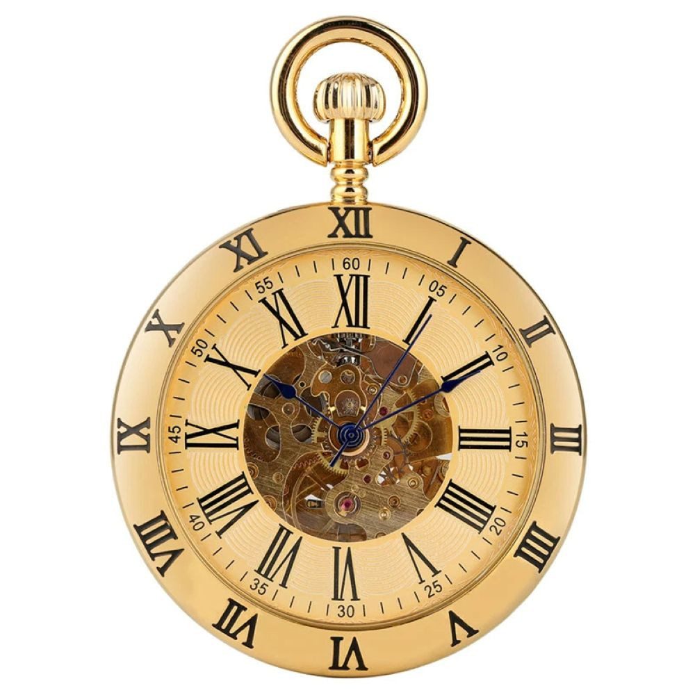 Tidy Taschenuhr Automatik Taschenuhr mit offenem römischen Ziffern, Kette