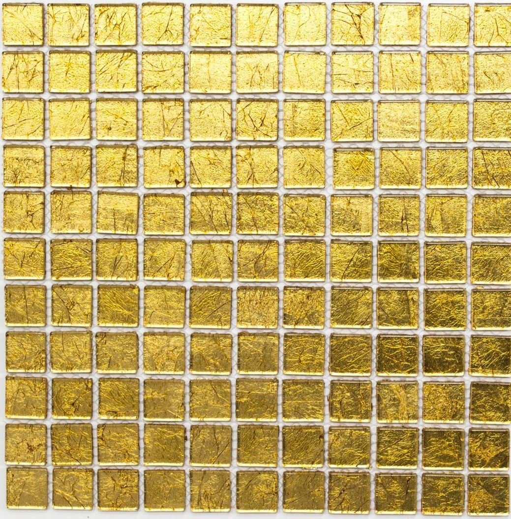 Mosani Mosaikfliesen Glasmosaik Crystal Mosaikfliesen gold glänzend / 10 Matten