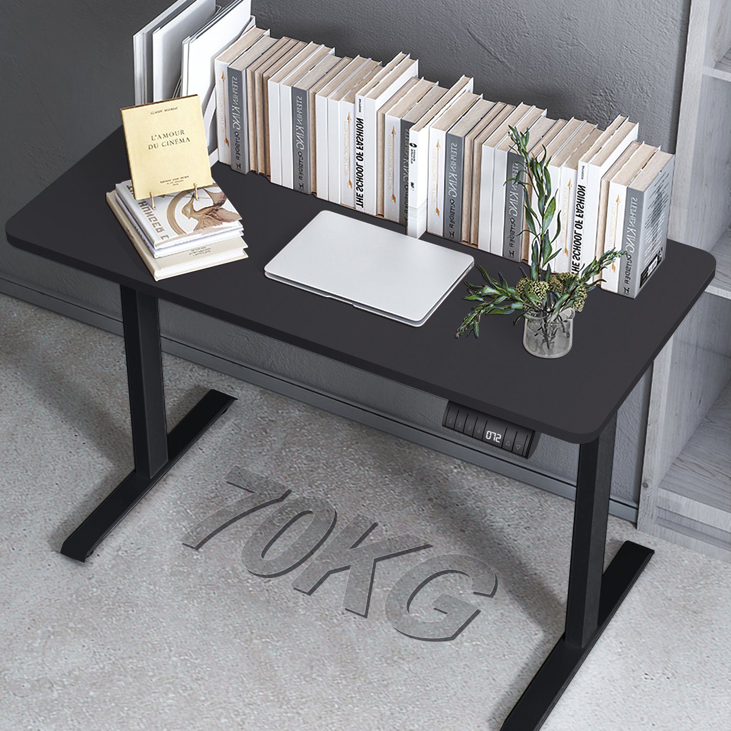 HOMALL Schreibtisch Eine Höhenverstellbarer Tischplatte komplette elektrisch Schreibtisch Schwarz