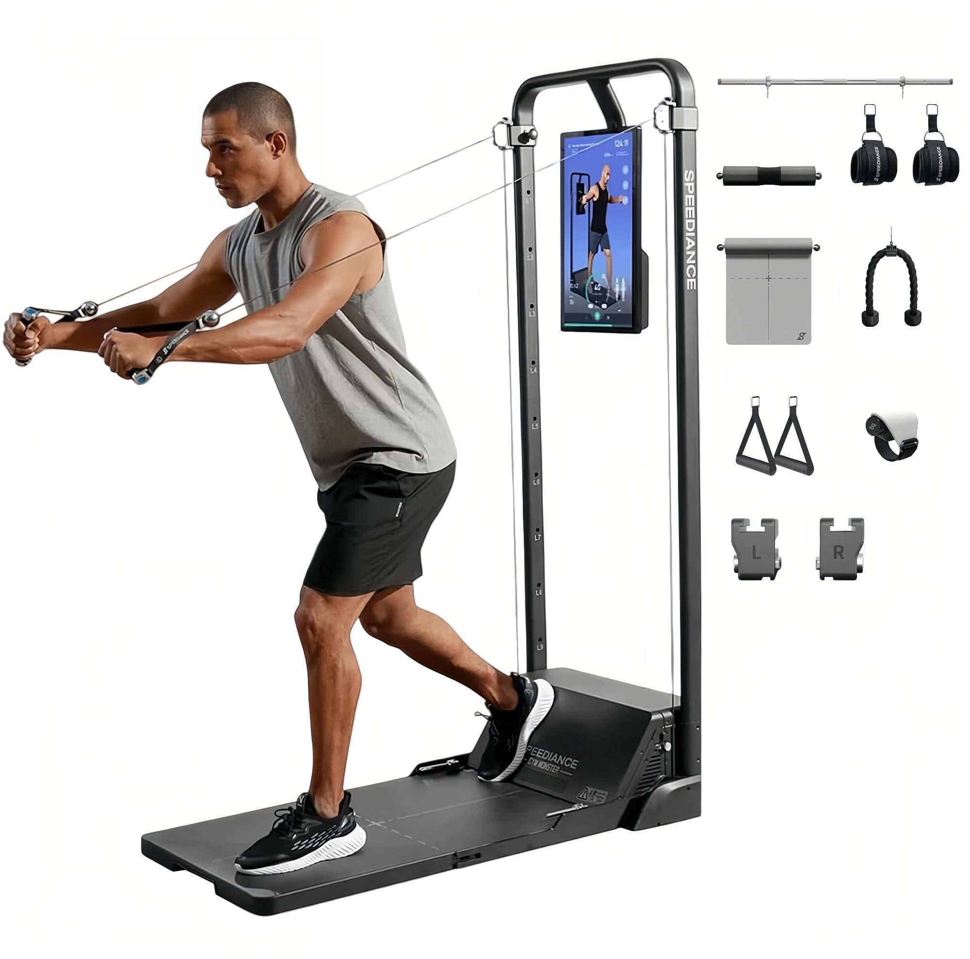 SPEEDIANCE Kraftstation Smart Home Gym System, Multifunktionale Smith Maschine, Tragbare Kabelmaschine für Ganzkörper-Krafttraining zu Hause