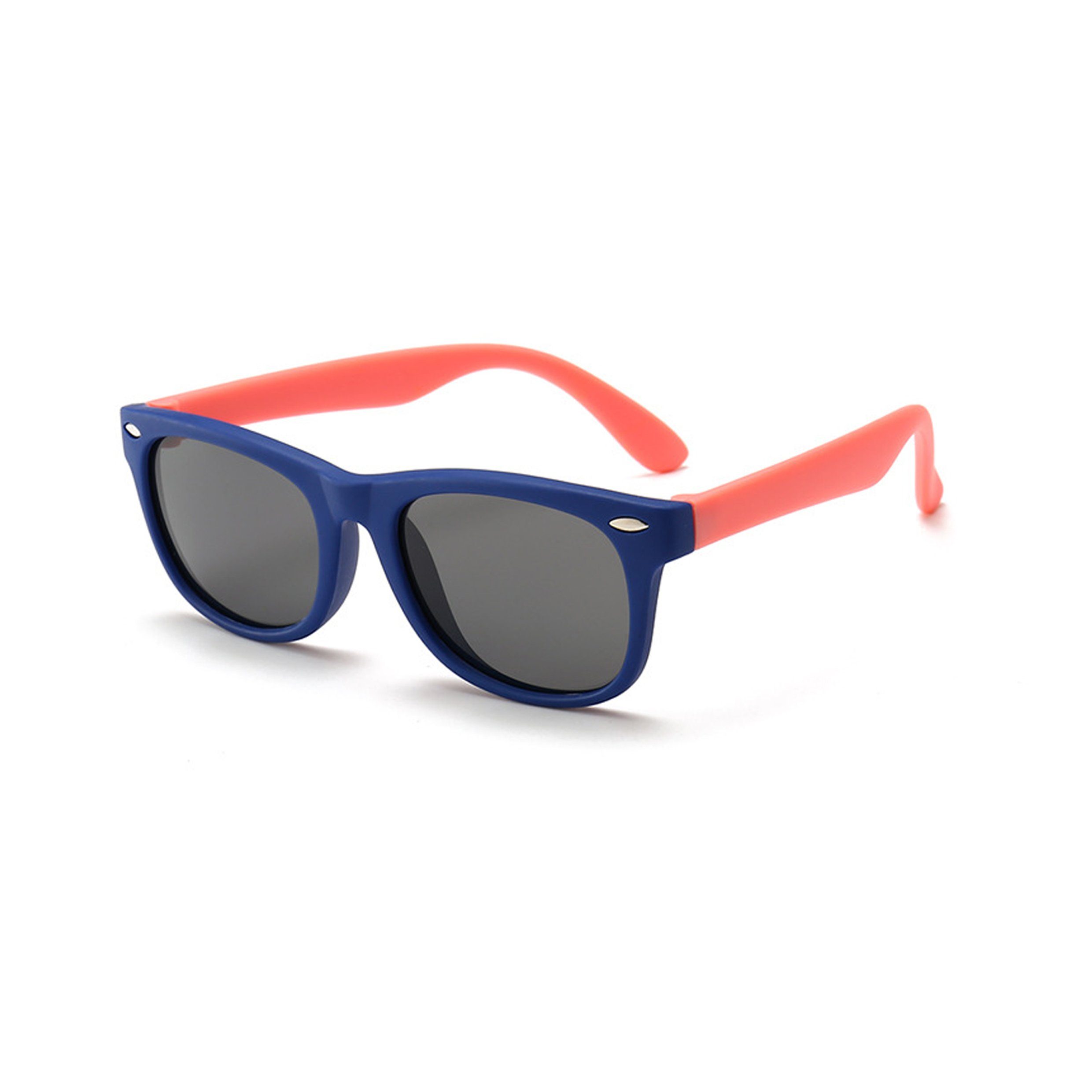 Olotos Sonnenbrille Sonnenbrille für Kinder Mädchen Jungen Gummi 100% UV400 Schutz Brille Dunkelblau-Orange