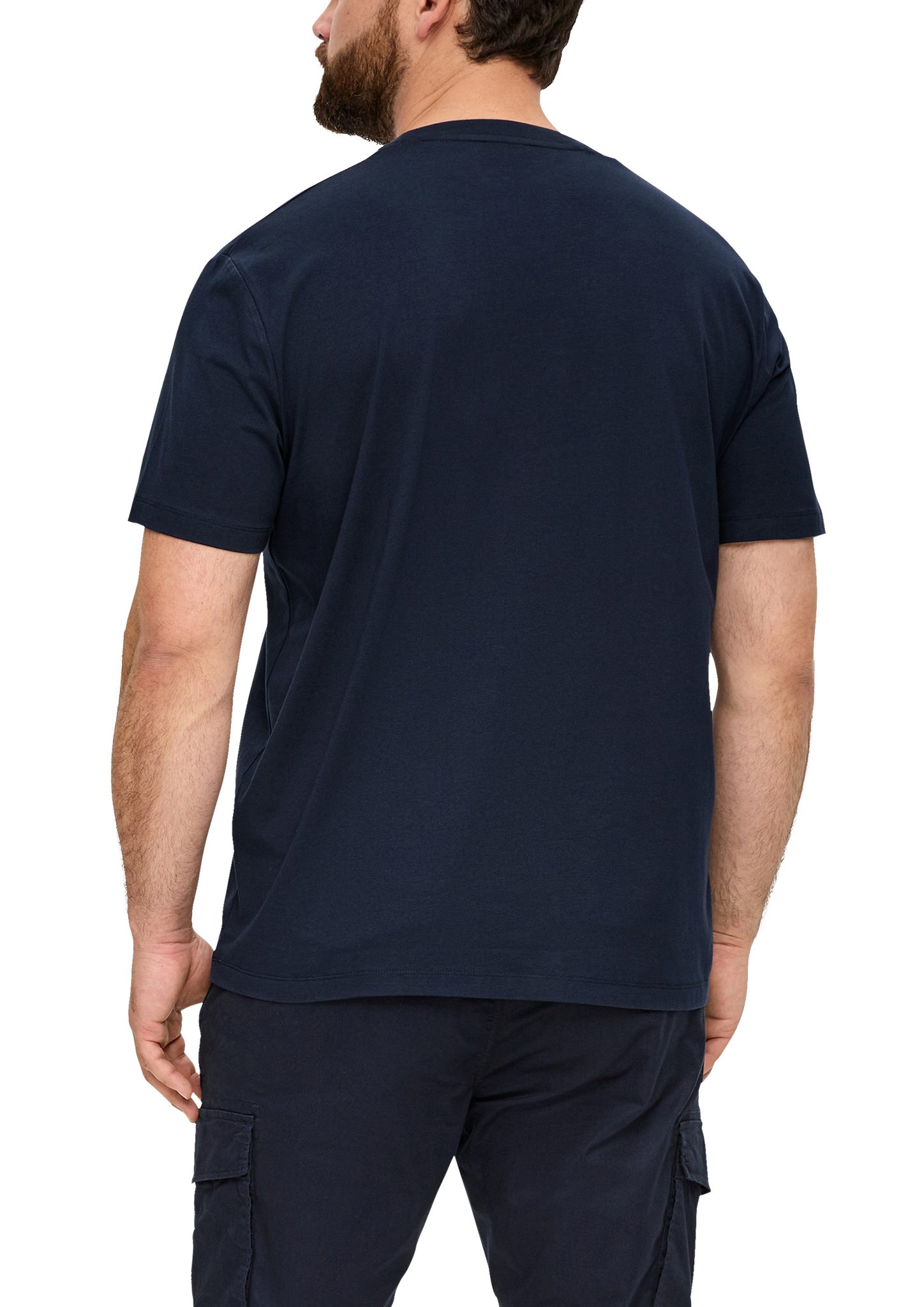 Kurzarmshirt navy s.Oliver Baumwollstretch T-Shirt aus