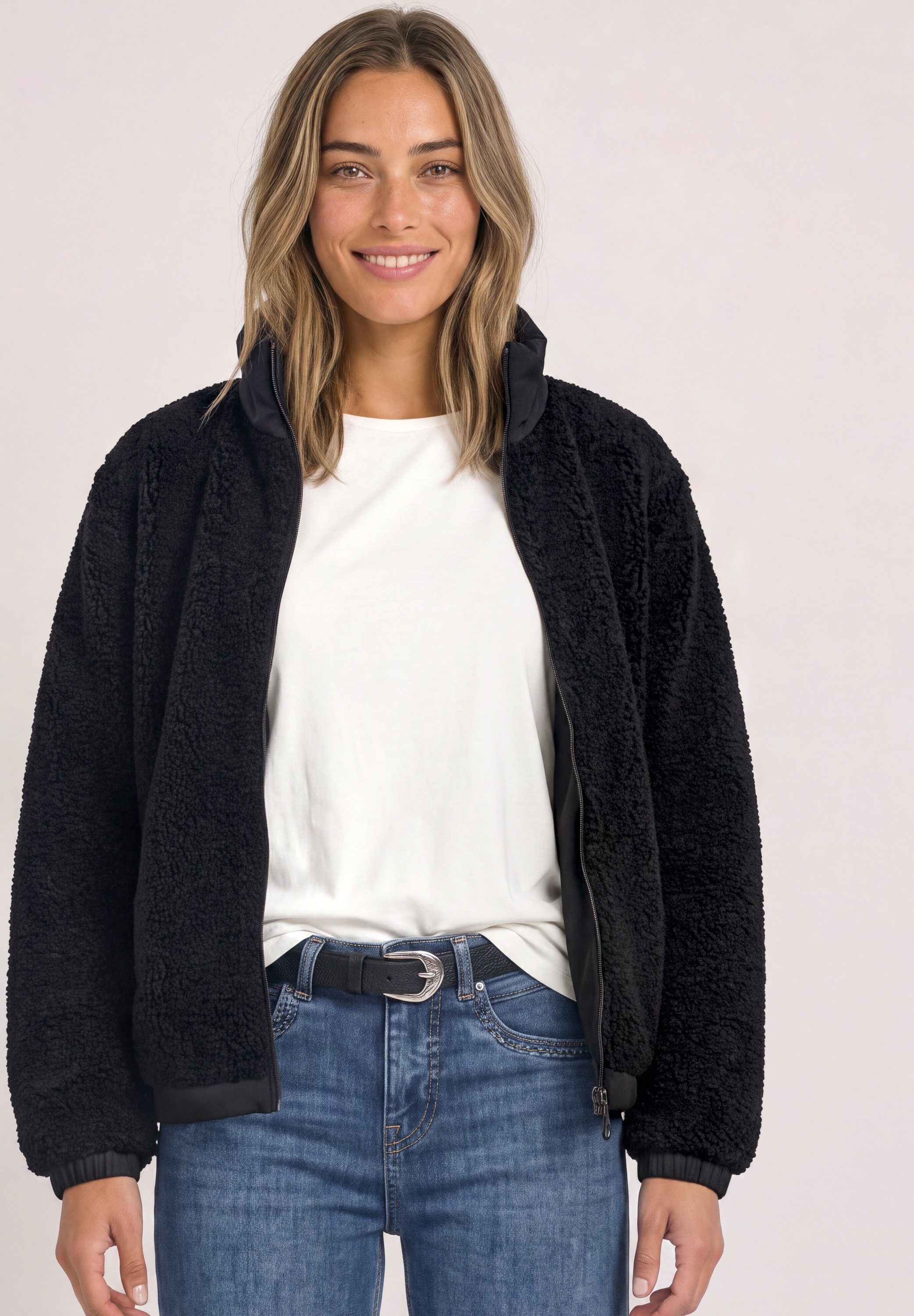 STREET ONE Fellimitatjacke mit Stehkragen
