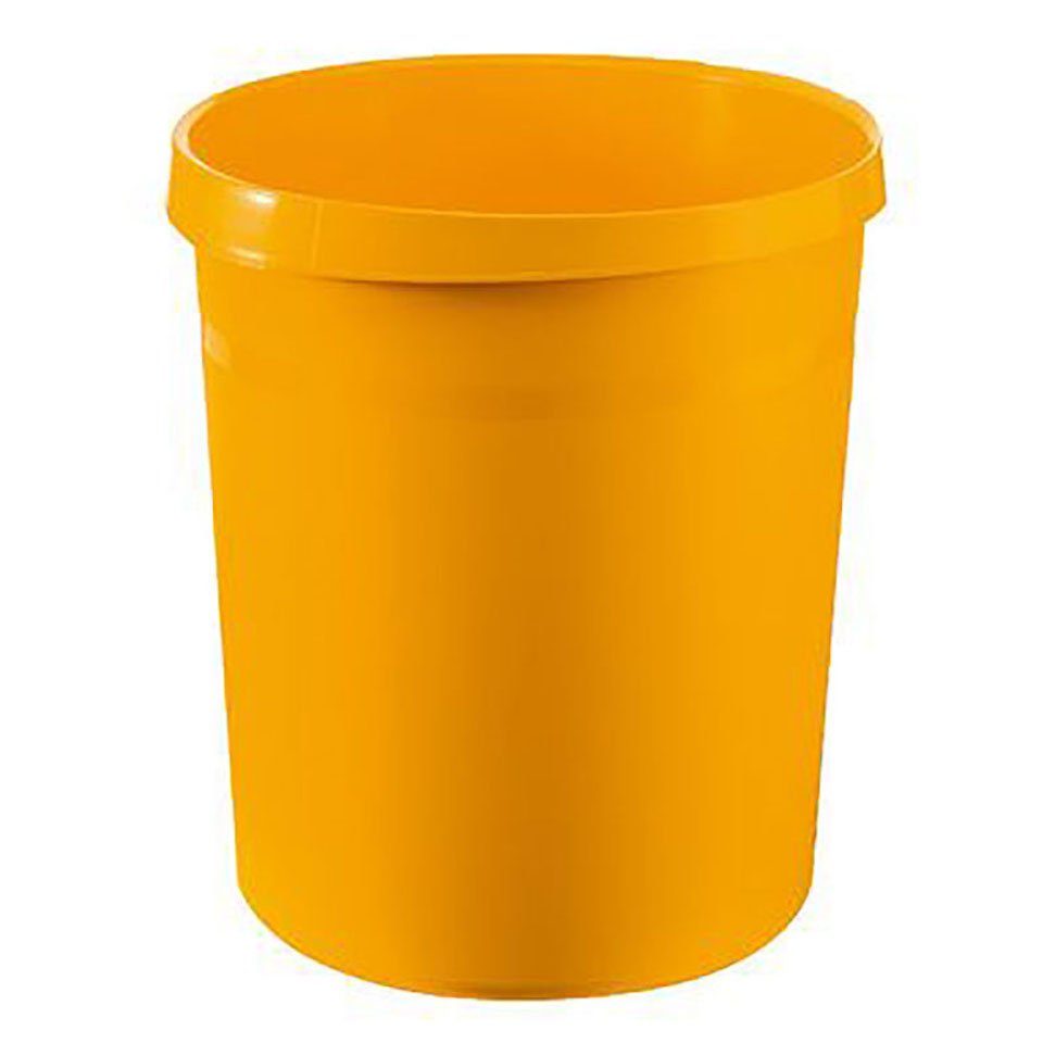 PROREGAL® Papierkorb Klassischer runder Papierkorb aus Kunststoff, 18L, Grau Gelb