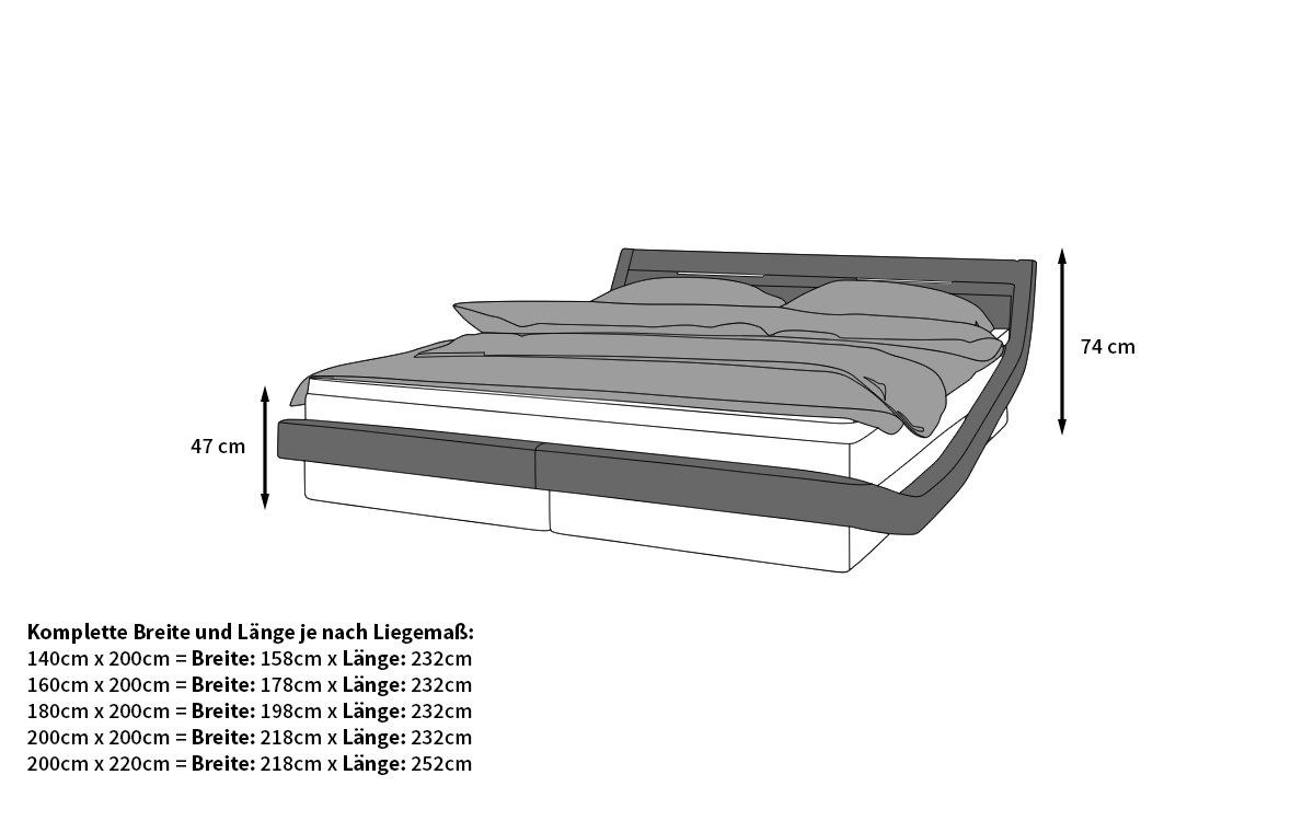 Sofa Dreams Boxspringbett Sahara Kunstleder Komplettbett Beleuchtung, Topper und Hotelbett, inklusive Modern LED Matratze