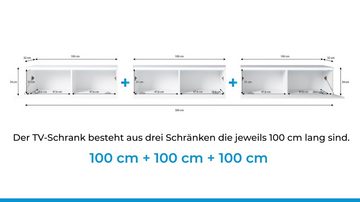 Furnix Sideboard BARGO Lowboard hängend TV-Board B300 x H34 x T32 cm (3x100cm) ohne LED, geräumig mit 6 Fächern