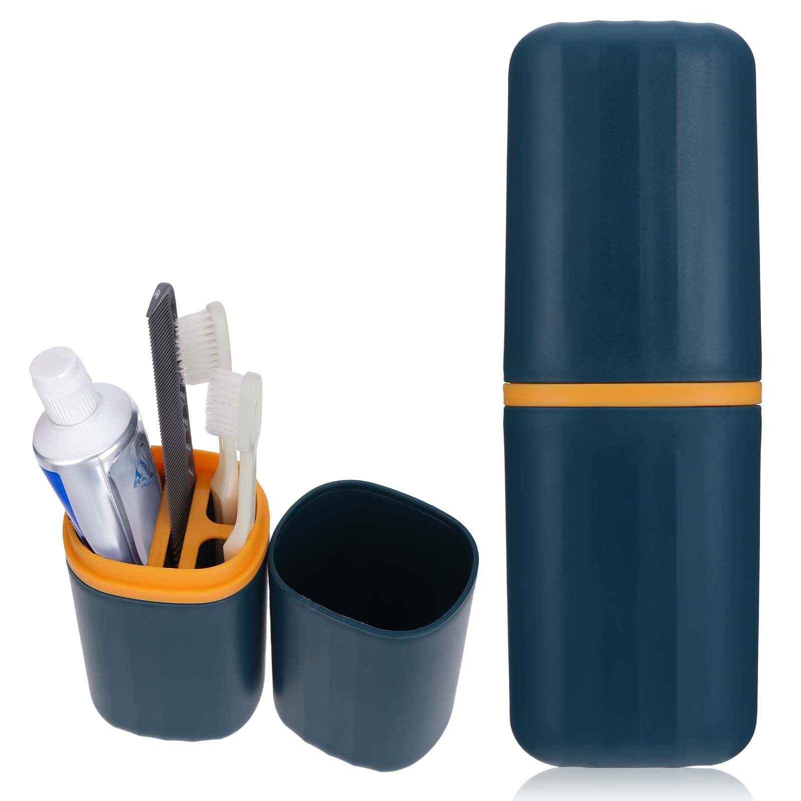 FOUORTUNATE-BEE Zahnputzbecher 3-in-1 Reise-Zahnbürstenbox mit Bechern – Tragbarer Waschbecher, Reise-Zahnputzset mit Becher – Kompakte Aufbewahrung für unterwegs