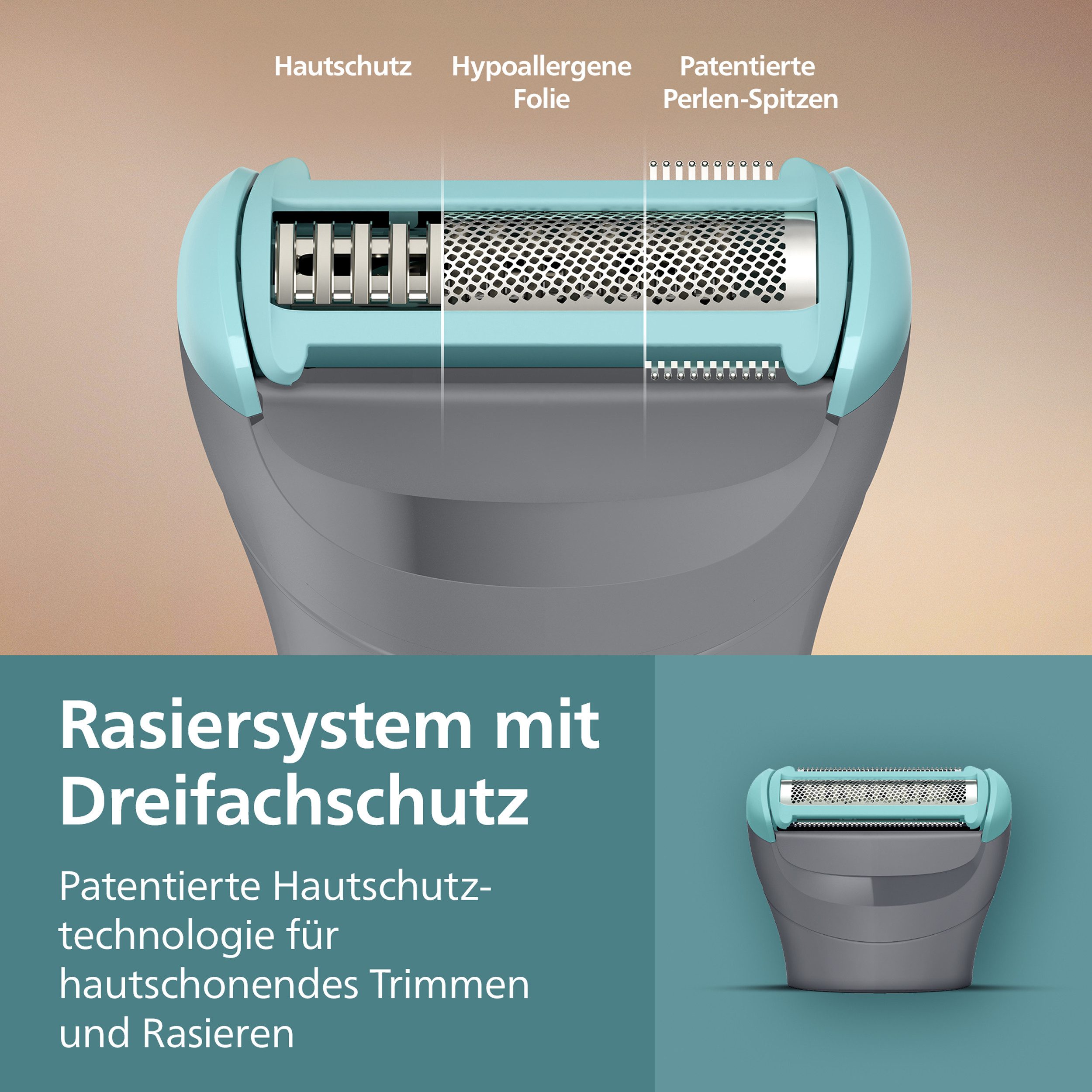 Philips Elektrokörperrasierer Serie 3000 BG3485/15, Aufsätze: 3, mit Triple Protect-Rasiersystem, wasserfest, inkl. Aufbewahrungstasche
