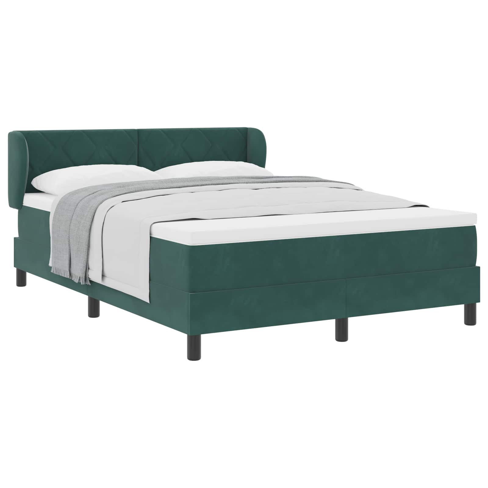Bett Boxspringbett mit Kopfteil Dunkelgrün 140 x 190 cm Samt