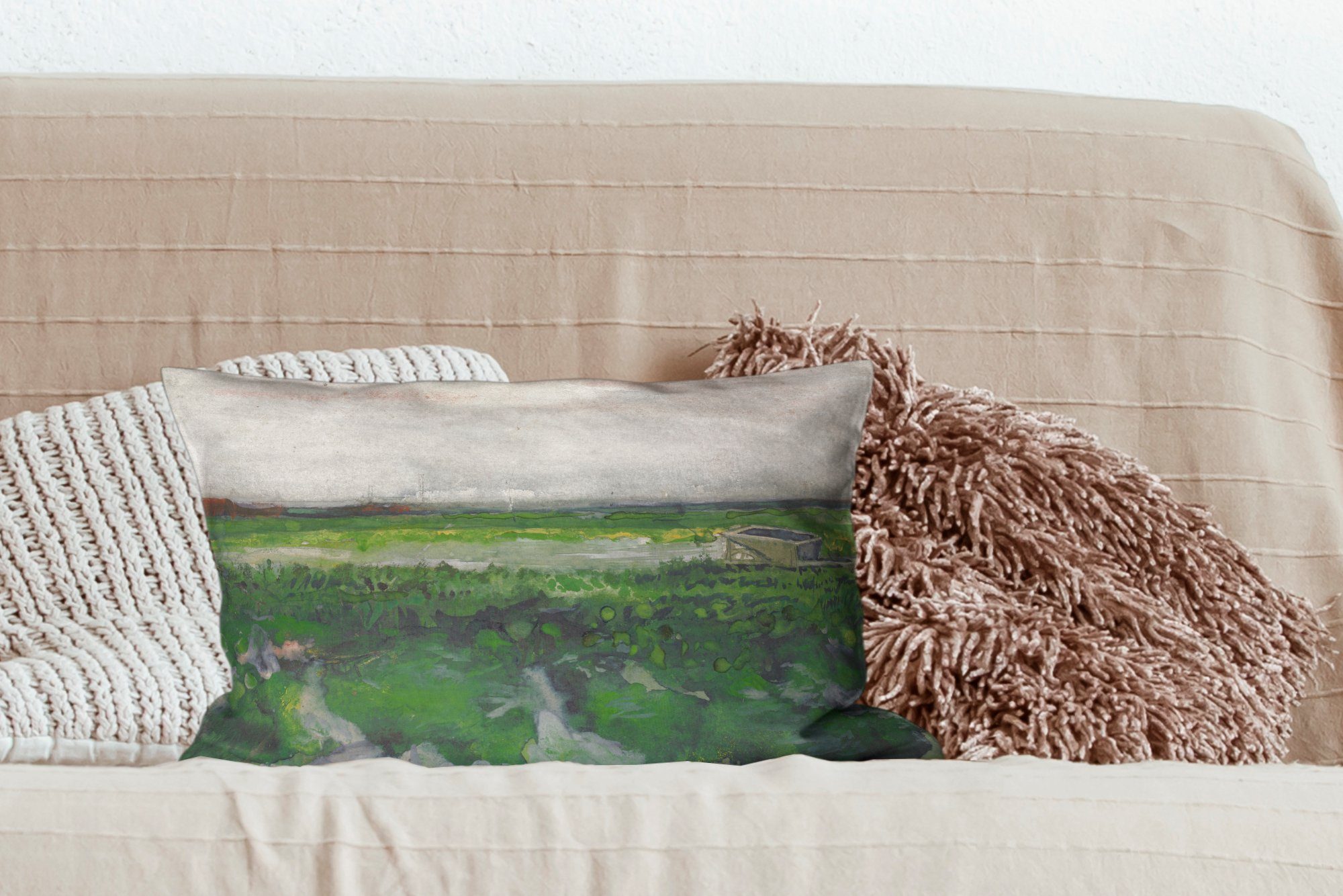 - Landschaft Schlafzimmer Dekokissen Gogh, Schubkarre Vincent Füllung, van MuchoWow mit Zierkissen, Dekoration, mit Dekokissen Wohzimmer