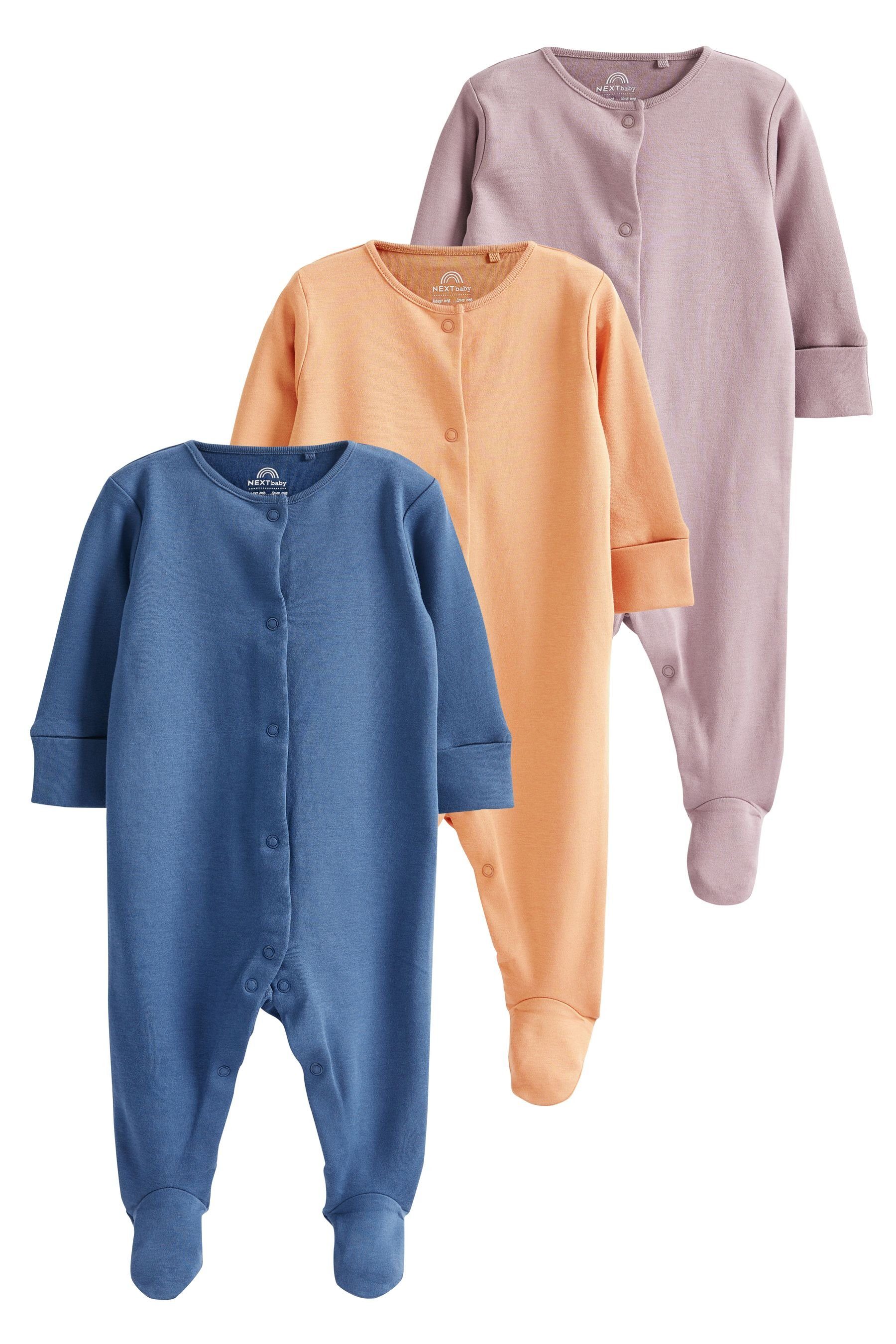 Babyschlafanzüge Baumwolle 3er-Pack Next Schlafoverall aus (3-tlg)