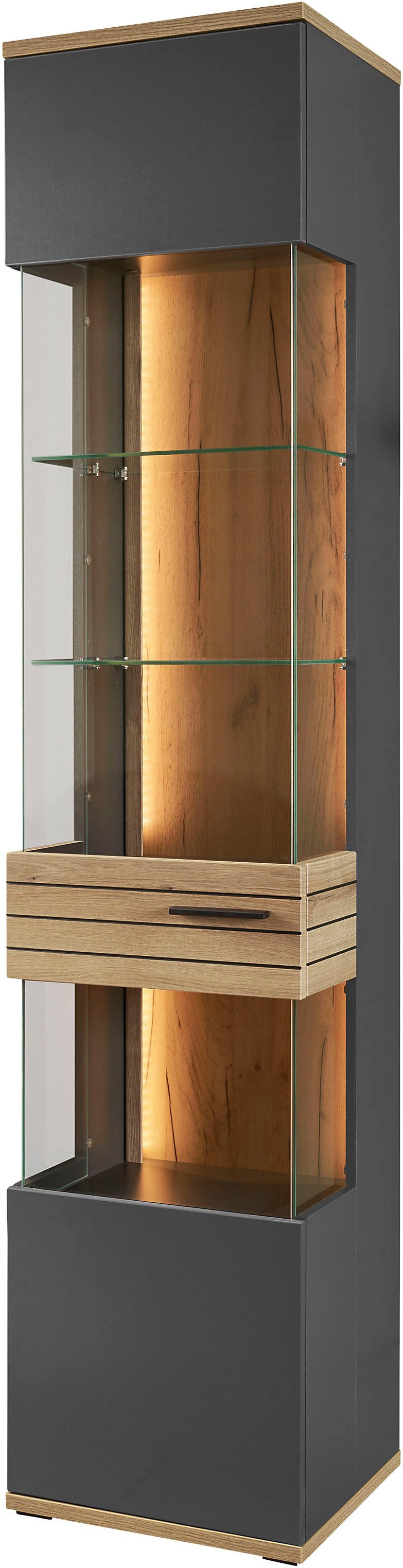 set one by Musterring Vitrine Quincy (1-St) Spiegelbildlich montierbar, in 2 Farben erhältlich, 204,7 cm hoch