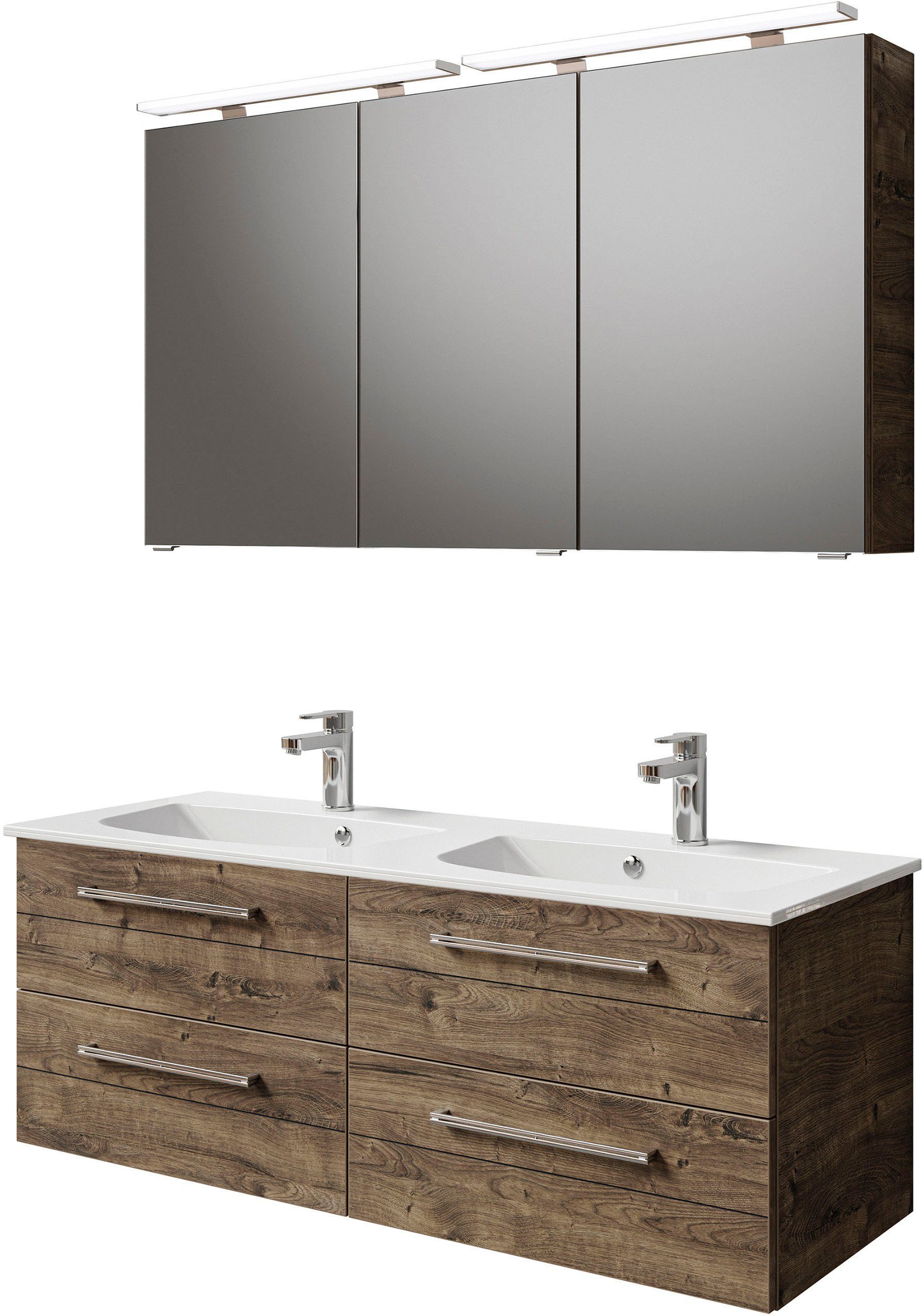 Saphir Badmöbel-Set Serie 6025 2-teilig Mineralmarmor-Waschtisch mit LED-Sp günstig online kaufen