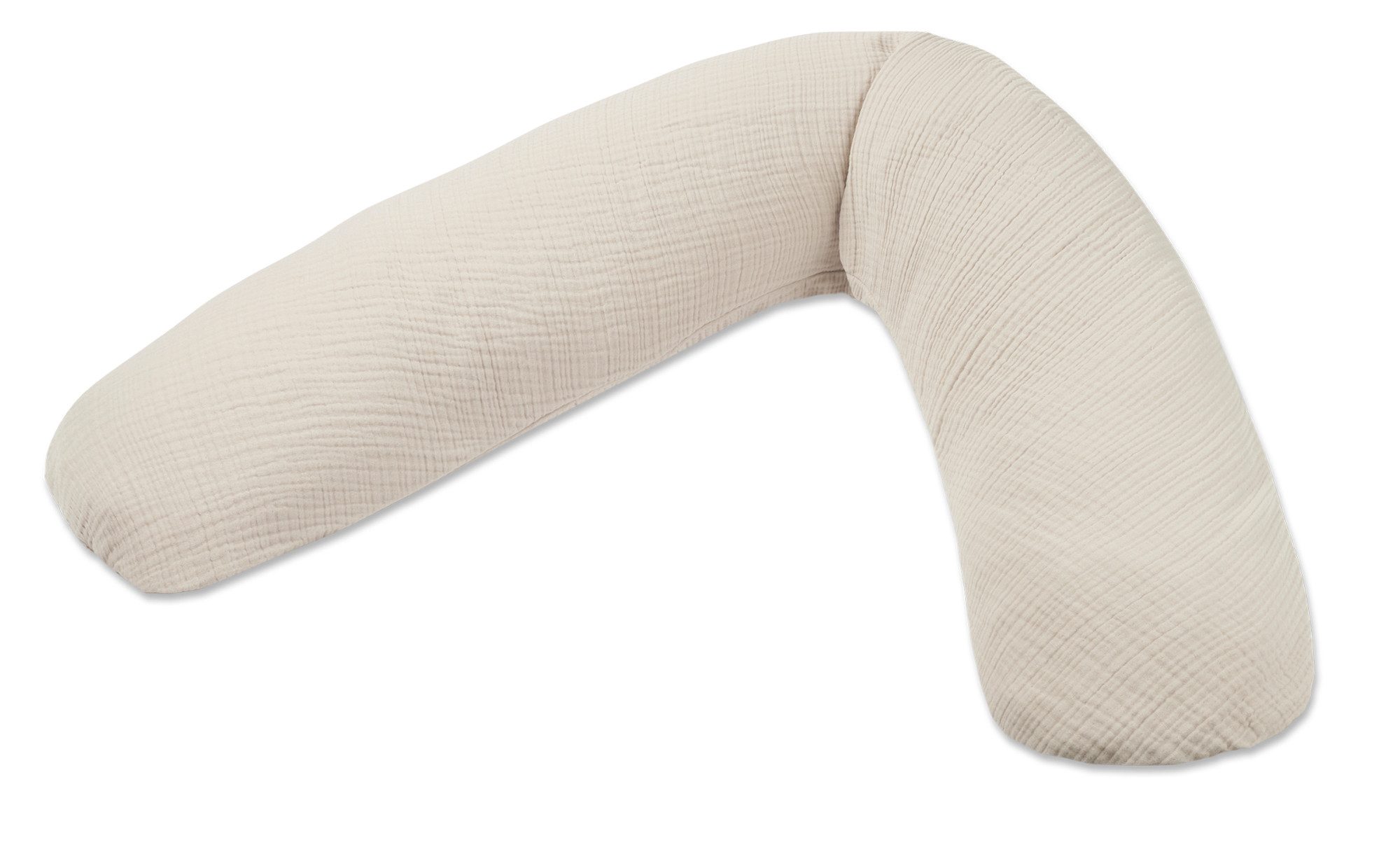 Theraline Stillkissen Dodo Premium - Sandbeige, Lagerungskissen, Seitenschläferkissen 180 cm inkl. Bezug aus Musselin