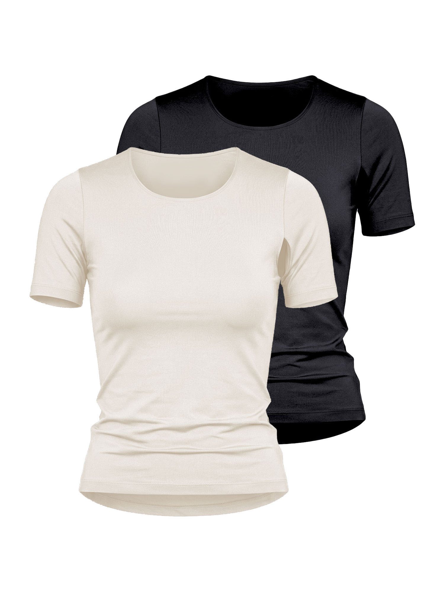Nina Von C. Unterhemd 2er Pack Halbarm Shirt Seide&Modal (Packung, 2-St) hochwertiges Material aus Modal & Seide