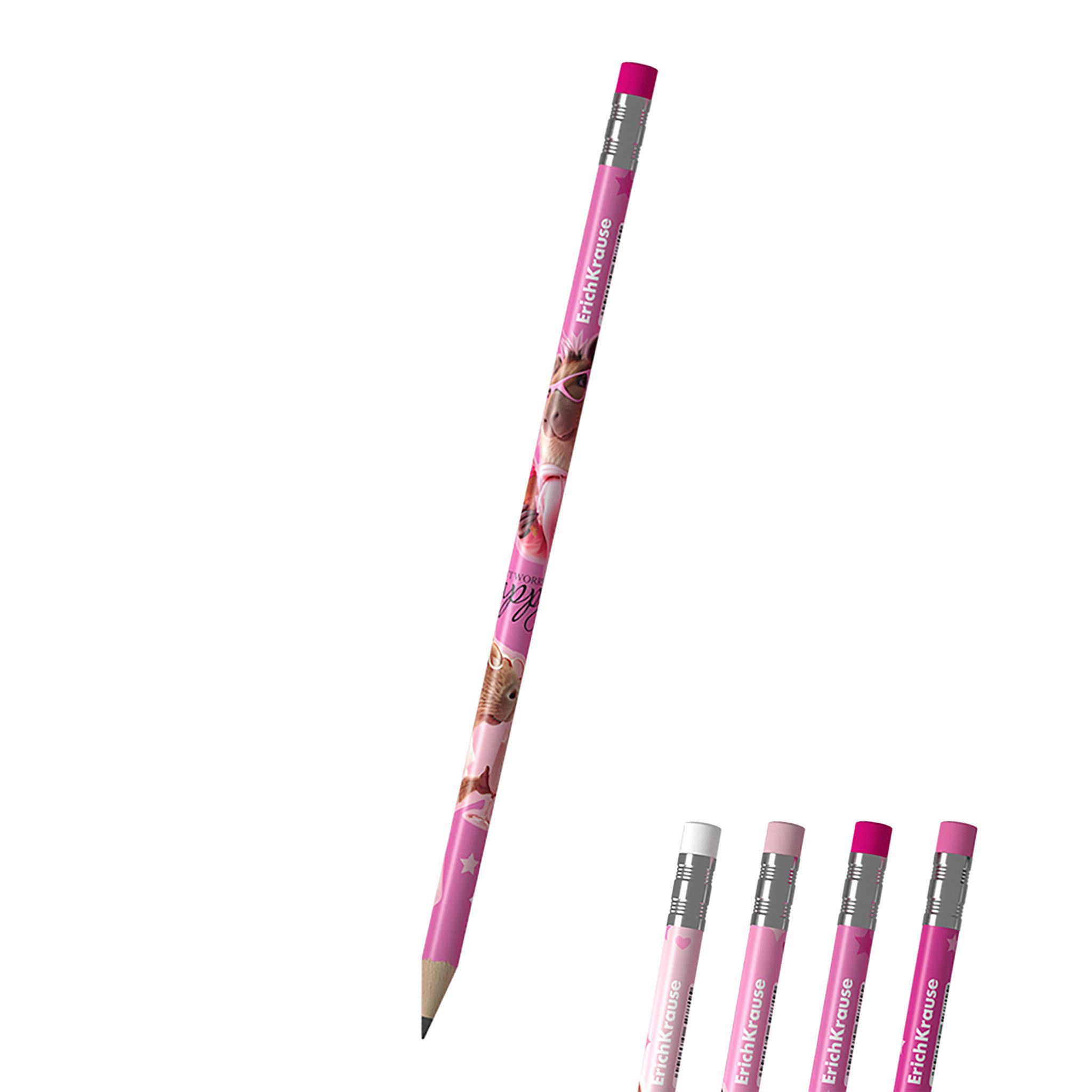 Erich Krause Bleistift, Bleistift HB mit Radiergummi CapyBarbara Graphitstift mit Motiv 1 Stk