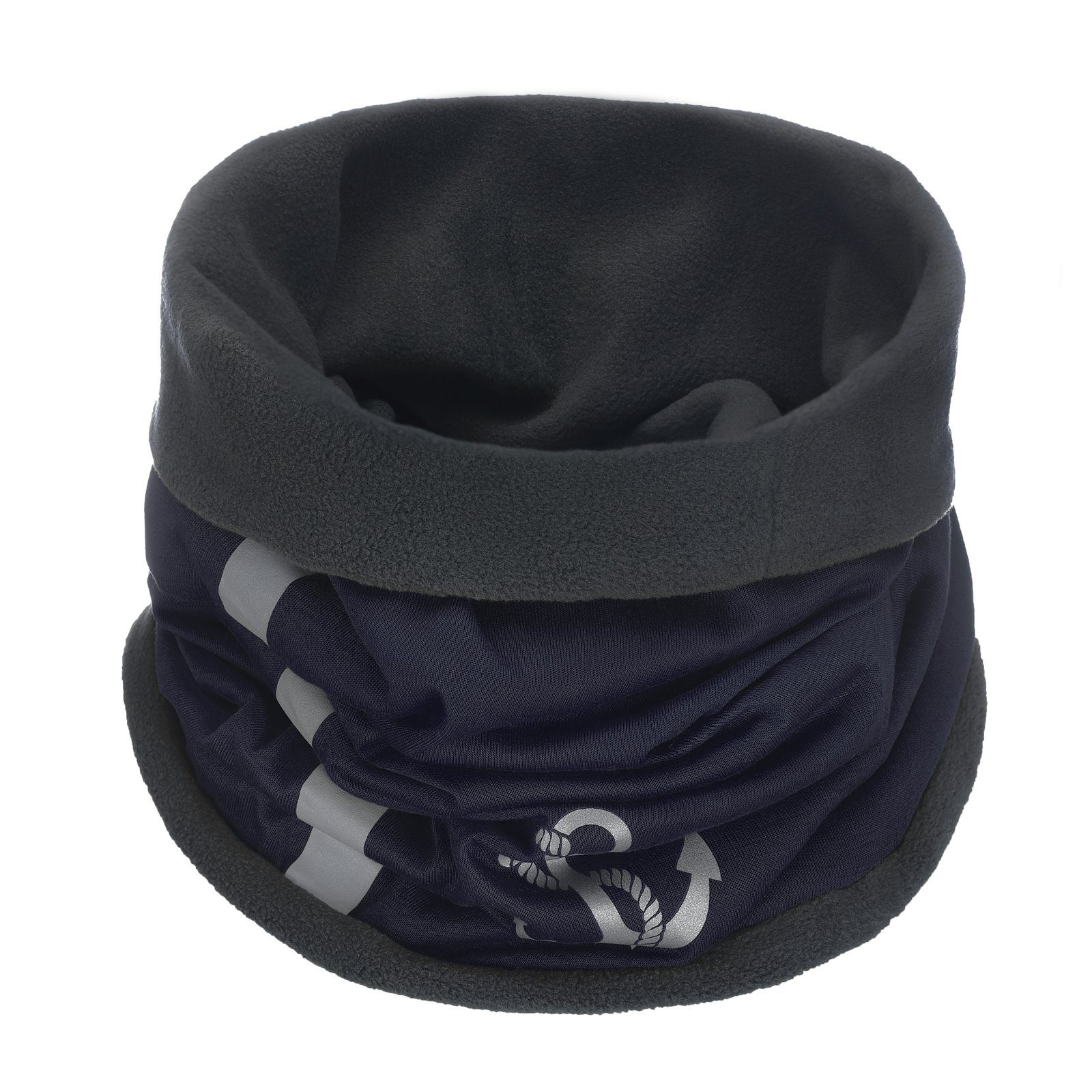 modAS Halstuch, Unisex Schlauch-Halstuch Fleece mit Anker-Print - Halsschlauch Damen Herren Halswärmer