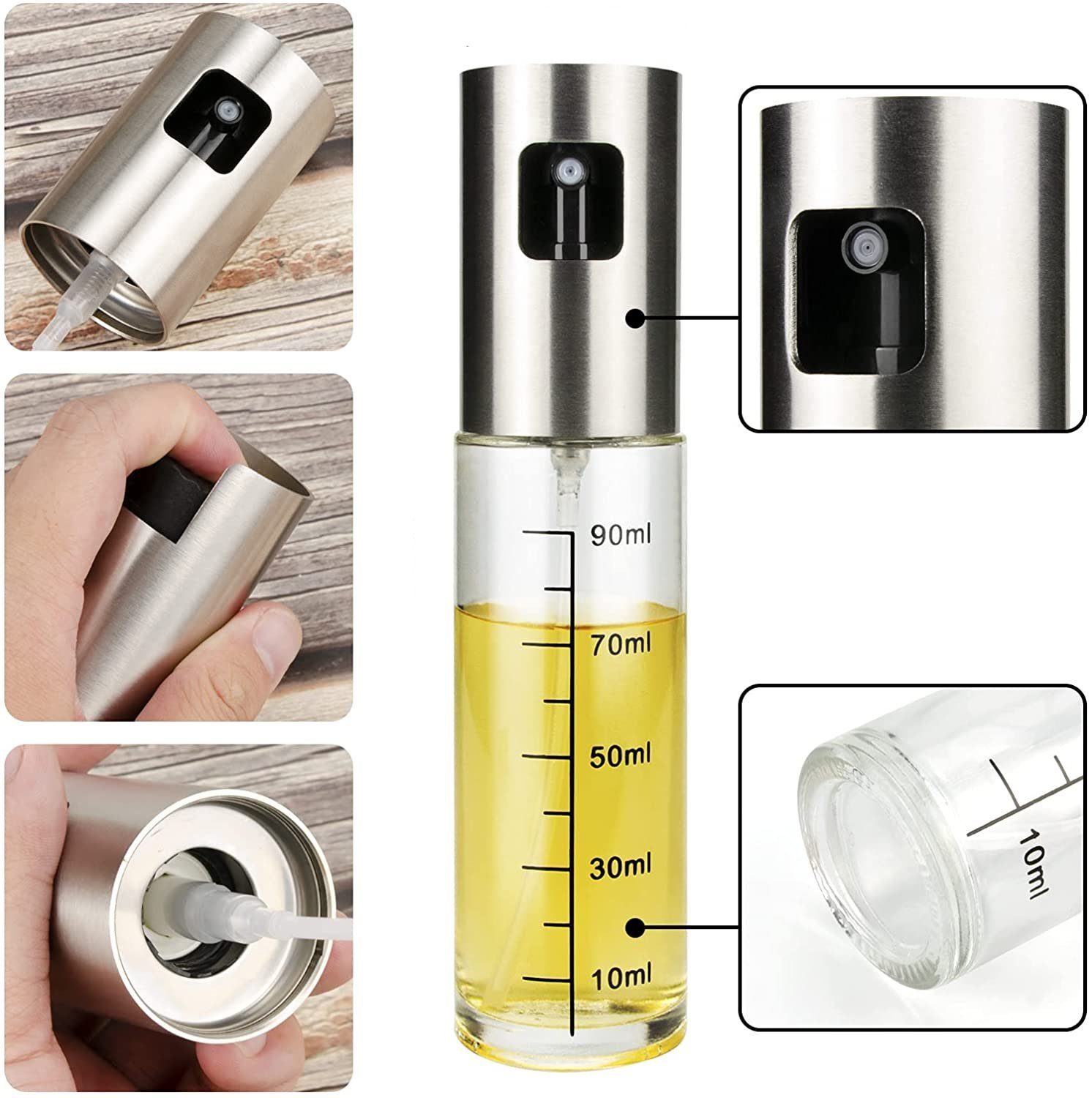 Faizee Möbel Ölspender Öl Sprüher Flasche 100ML Öl Sprühflasche Essig Spritzer Ölspender, (4-tlg)
