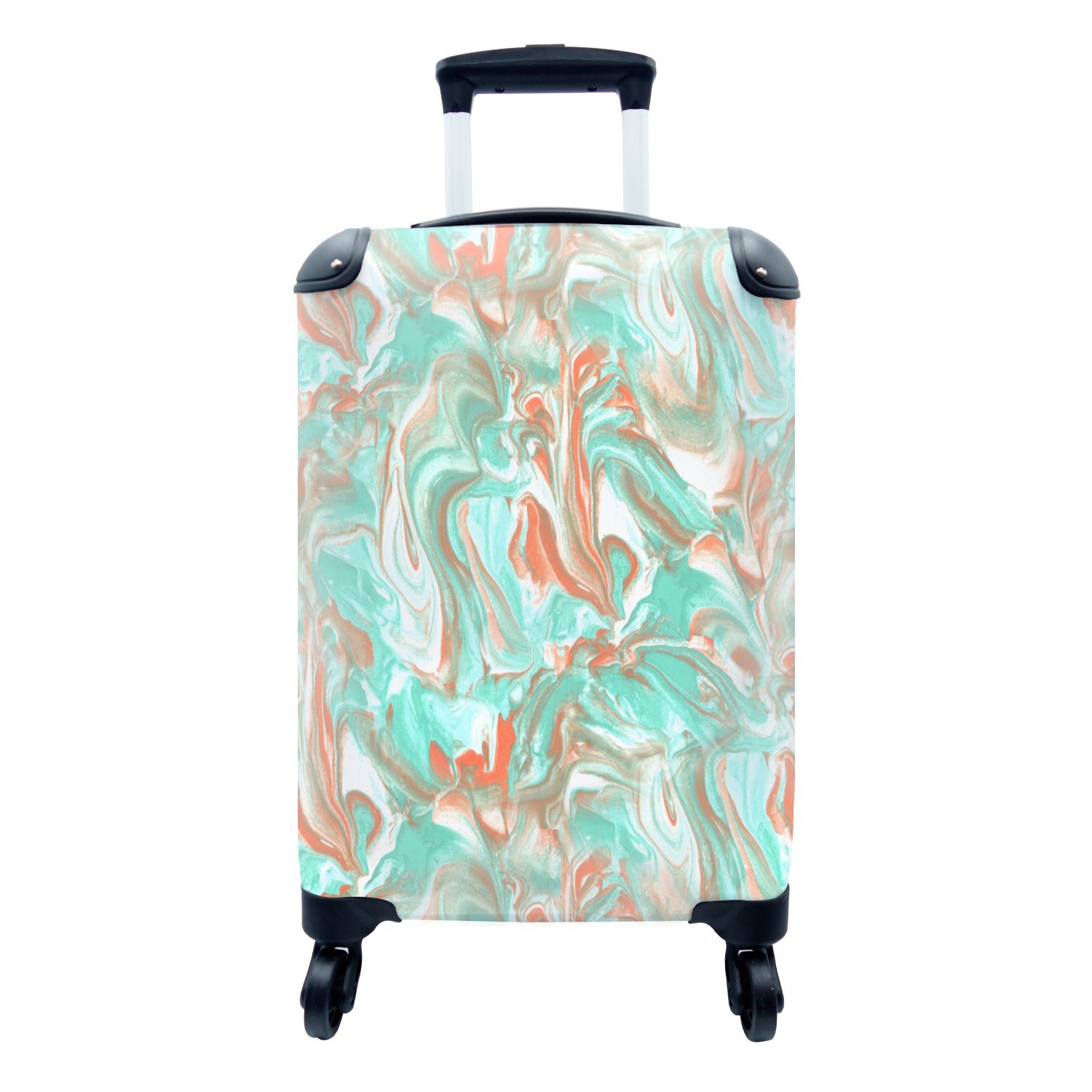 MuchoWow Handgepäckkoffer Marmor - Neon - Muster - Farbe, 4 Rollen, Reisetasche mit rollen, Handgepäck für Ferien, Trolley, Reisekoffer