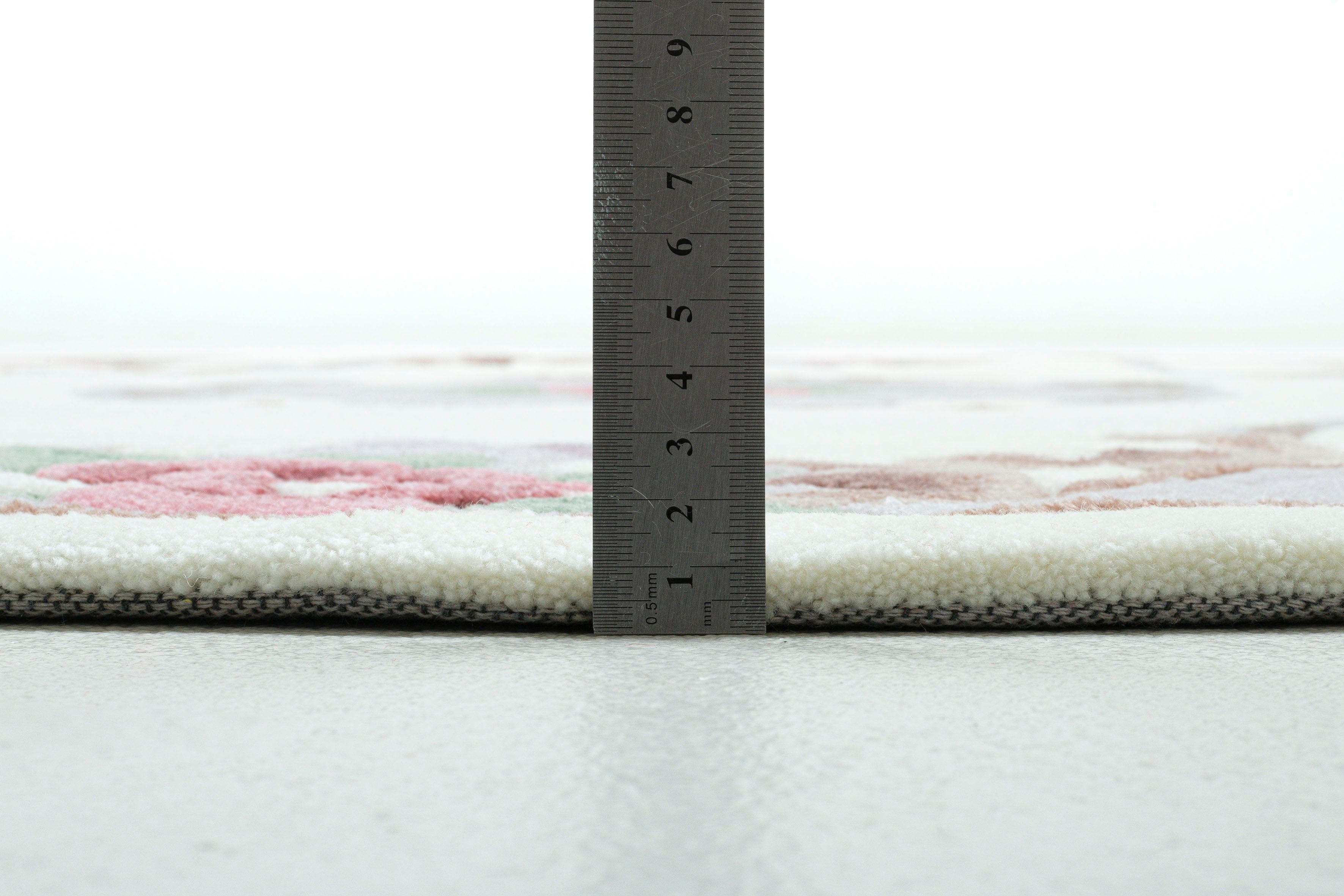 THEKO Teppich Ming, rund, Höhe: 14 mm, hochwertiges Acrylgarn, ideal im Wohnzimmer & Schlafzimmer