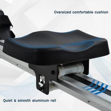 Ulife Rudergerät Rudermaschine klappbar mit 8-stufigen Magnetwiderstand, mit LCD-Display,rutschfesten Pedalen und Transporträdern