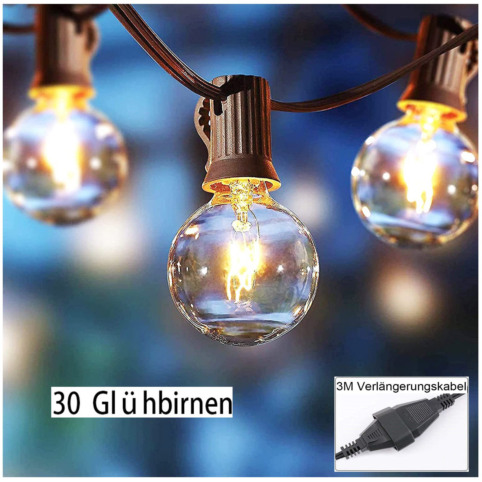 Jibenhome Gartenleuchte Lichterkette G40 Glühbirnen E12 günstig online kaufen