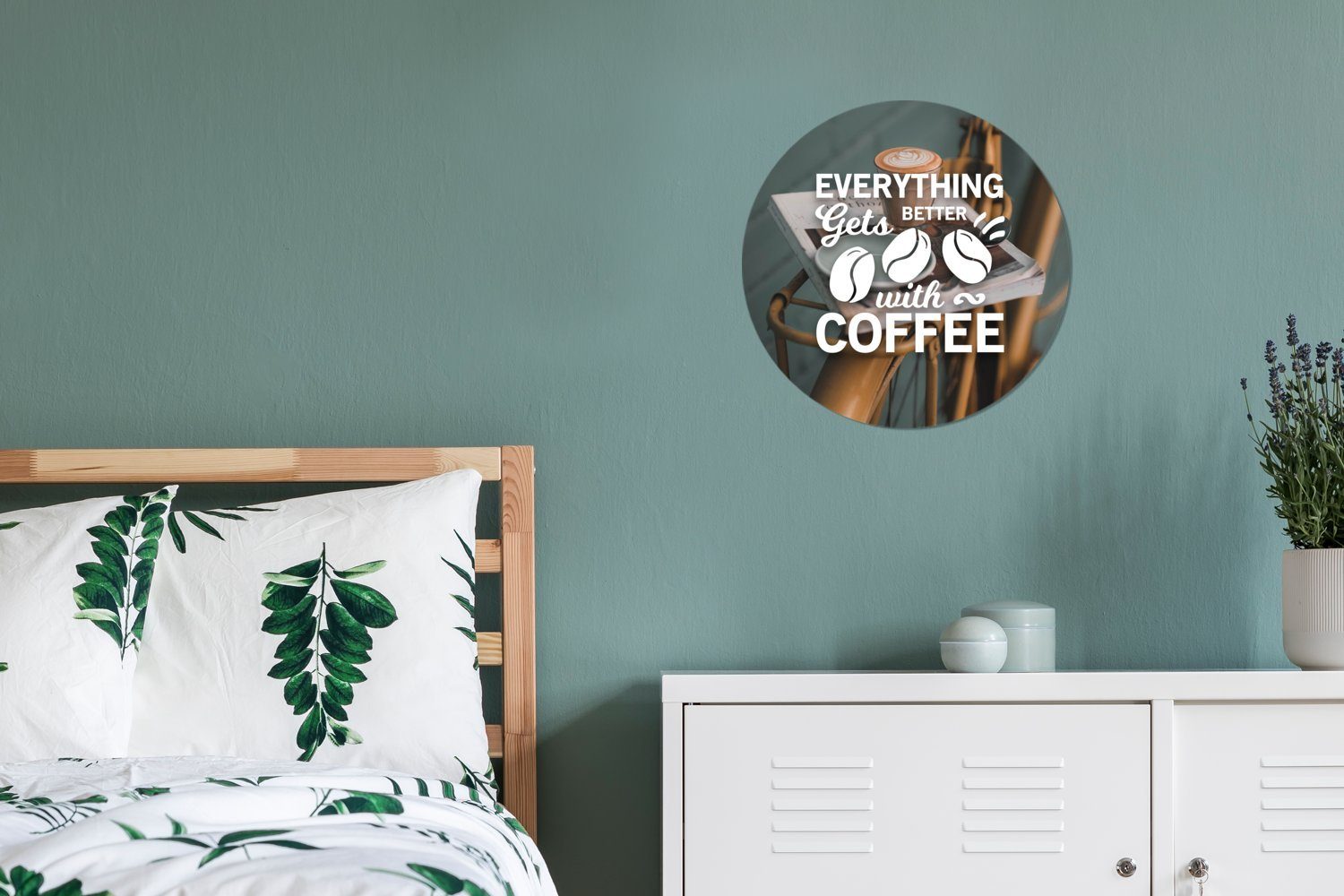 Mit Wanddekoration Kaffee cm Zitate 30x30 (1 Wandbild, Sprichwörter St), - wird - MuchoWow besser, Kreis Rundes Wohnzimmer, Forex, alles Gemälde - Kaffee