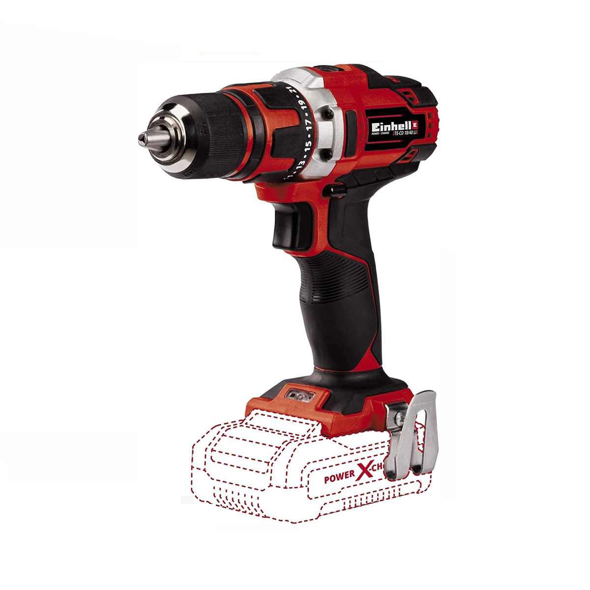 Einhell Akku-Bohrschrauber Bohrschrauber TE-CD 18/40 Li-Solo 18 V Drehzahl-Elektronik, LED-Licht