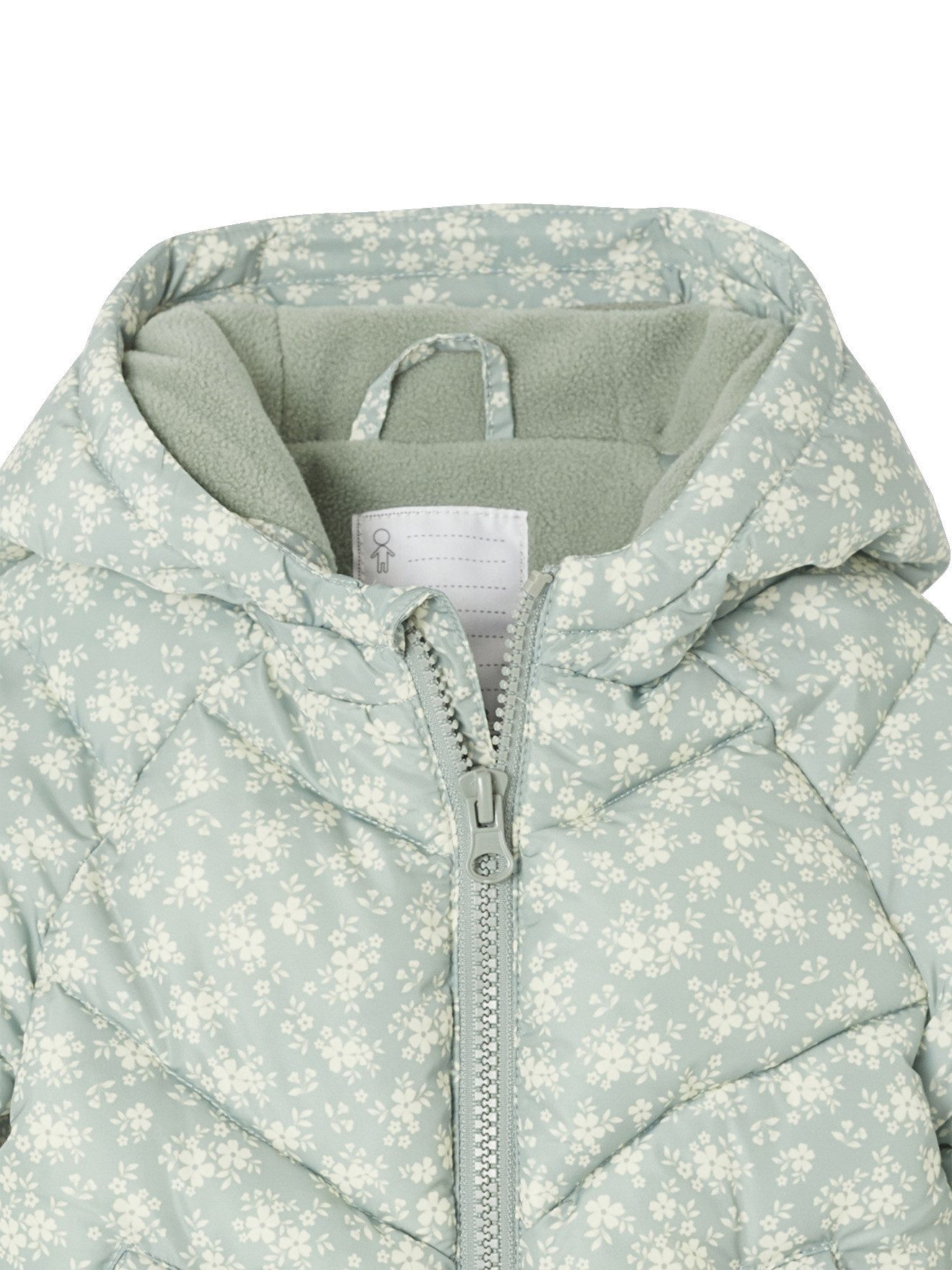 vertbaudet Steppjacke Baby Winterjacke mit Kapuze und Blumenmuster