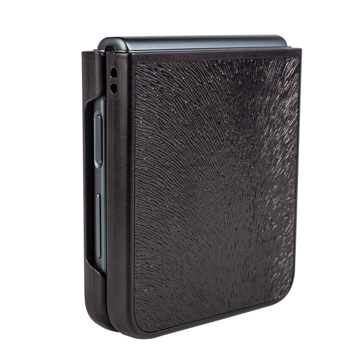 Wigento Handyhülle Für Samsung Galaxy Z Flip4 5G Kunstleder / Kunststoff Handy Tasche Hülle Etuis Schwarz