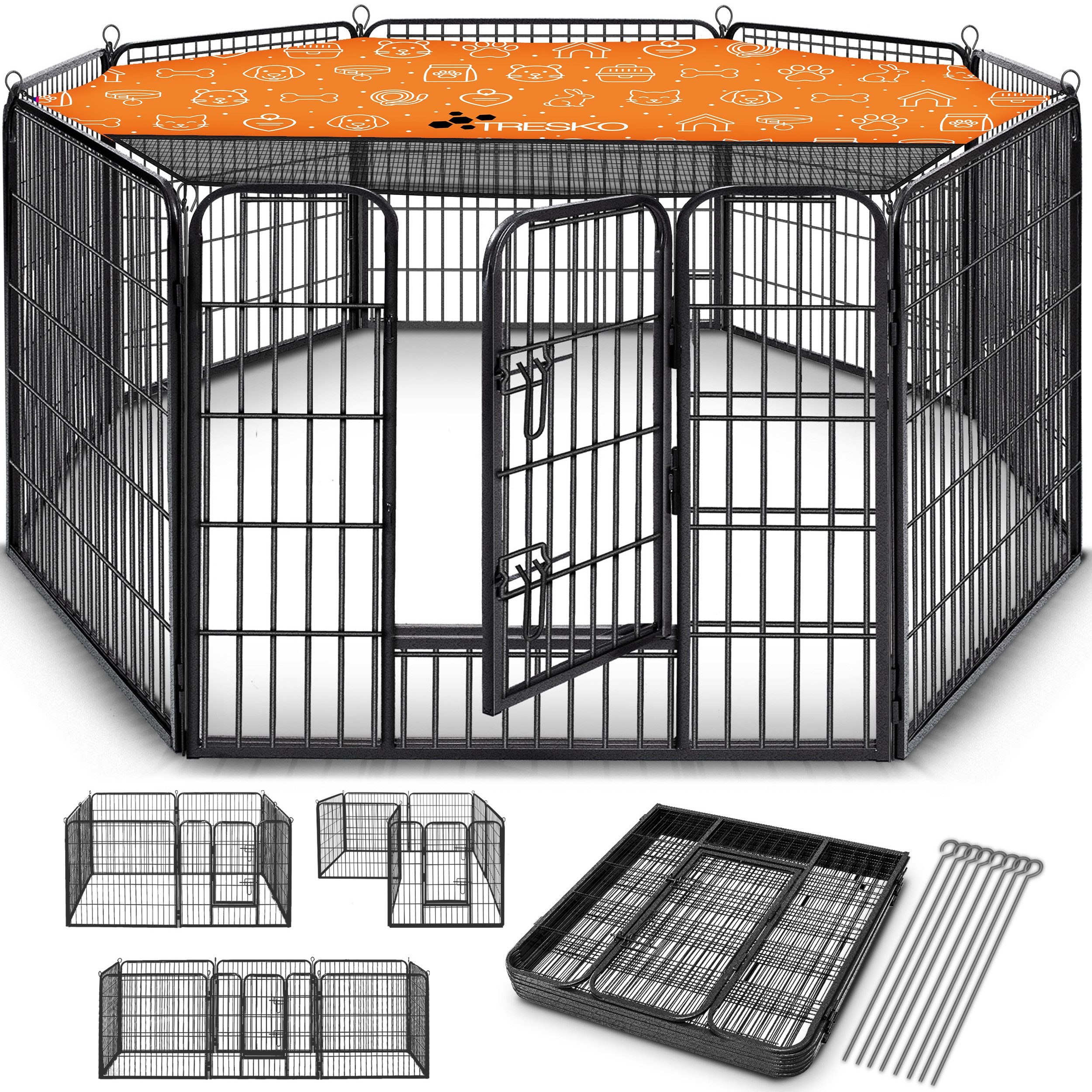 TRESKO Freigehege Welpenlaufstall mit Tür Tierlaufstall Welpenauslauf Freig günstig online kaufen