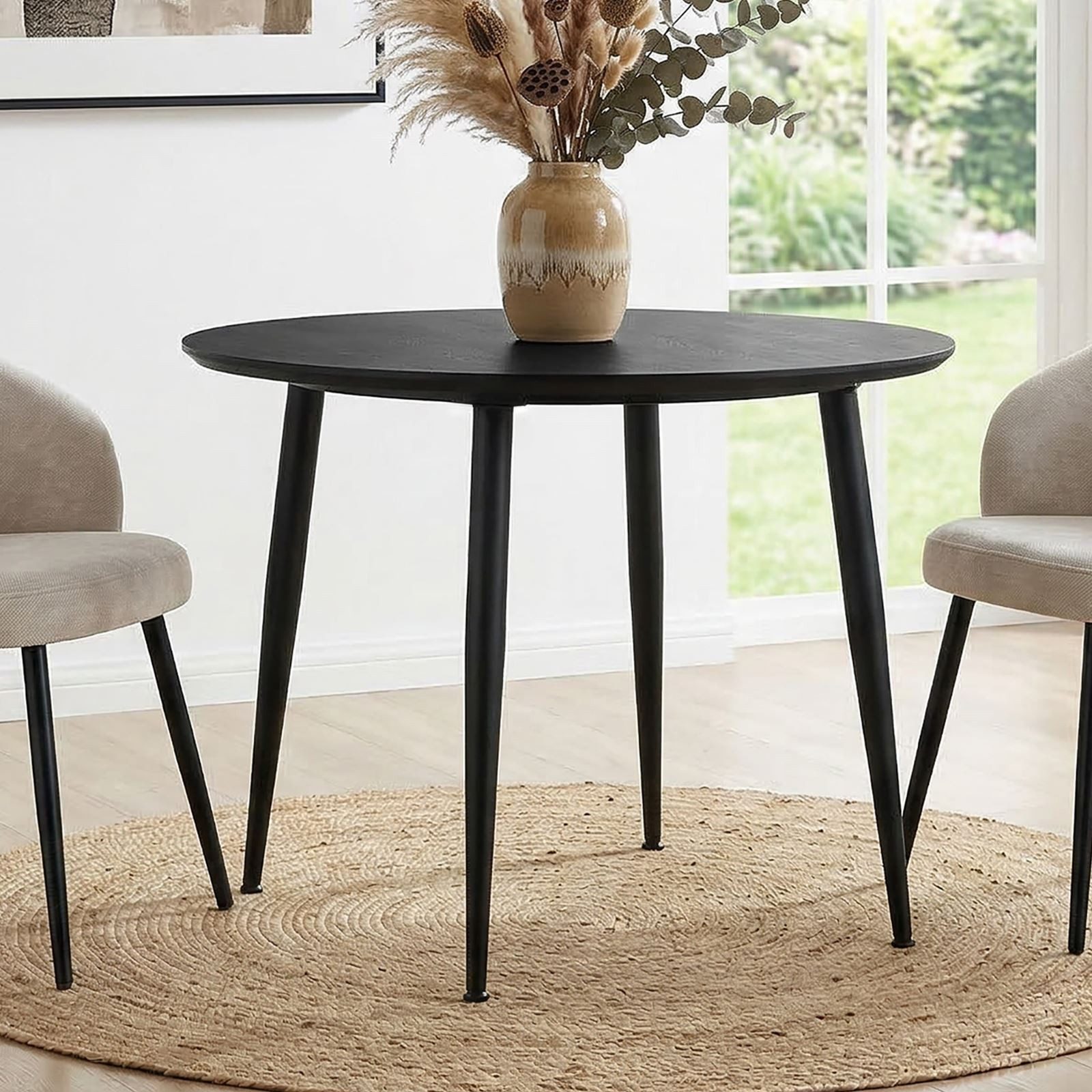 IDIMEX Esstisch NEVERS, Esszimmertisch rund 100 cm mit stabilem Metallgestell Schwarz