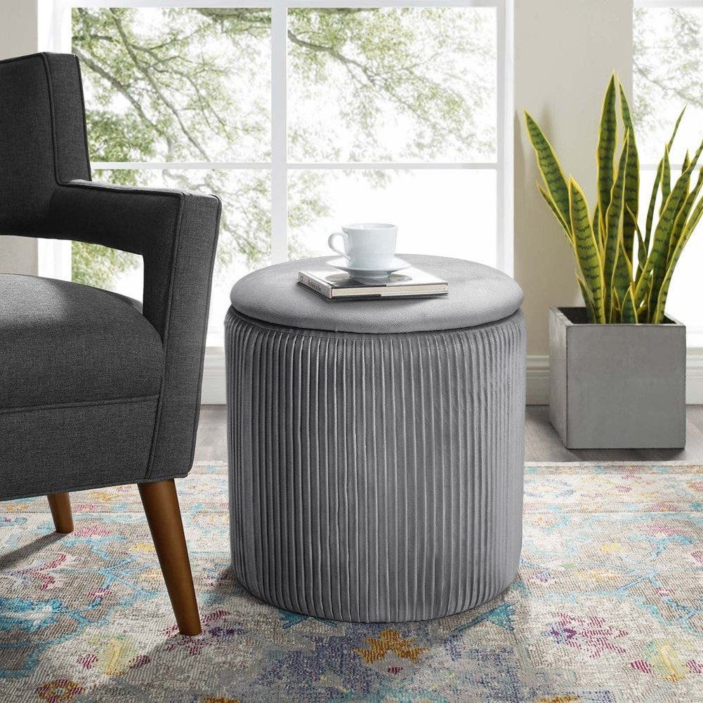 LIVINGANDHOME Fußhocker Zylinder Polsterhocker mit Stauraum günstig online kaufen