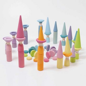 GRIMM´S Spiel und Holz Design Spielbausteine Pastell Regenbogenwald 12 Teile Holzspielzeug Kegel Klötze