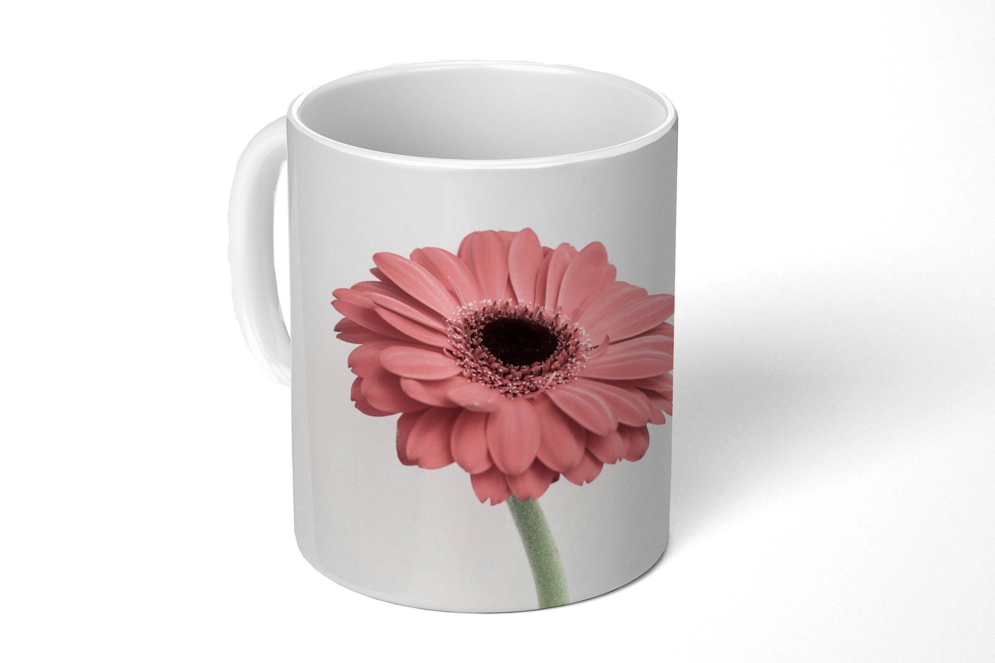MuchoWow Tasse Blumen - Rosa Geschenk Keramik, - - Natur Weiß Kaffeetassen, Pflanze, Becher, Teetasse, - Teetasse