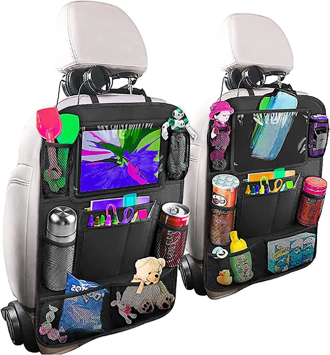 König Design Auto-Rückenlehnentasche Rückenlehnentasche Rücksitztasche Rückenlehnenschutz (2-tlg), Auto Organizer Rücksitz kompatibel mit 10,1" Tablet Wasserdicht