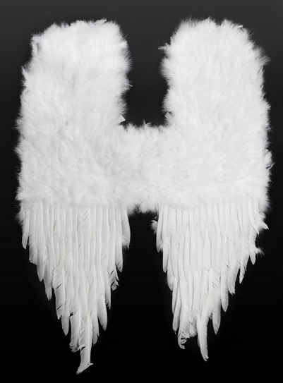 Metamorph Kostüm »Große weiße Dämonenflügel Federn«, Imposante Federflügel für Elfen, Dämonen und Engel Kostüme
