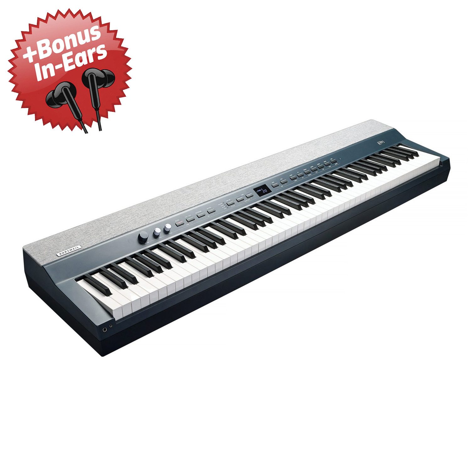 Kurzweil Stage-Piano Kurzweil Stage Piano KAP1-KB 88 Tasten + Bonus In-Ear Kopfhörer (Digitalpiano, blau)