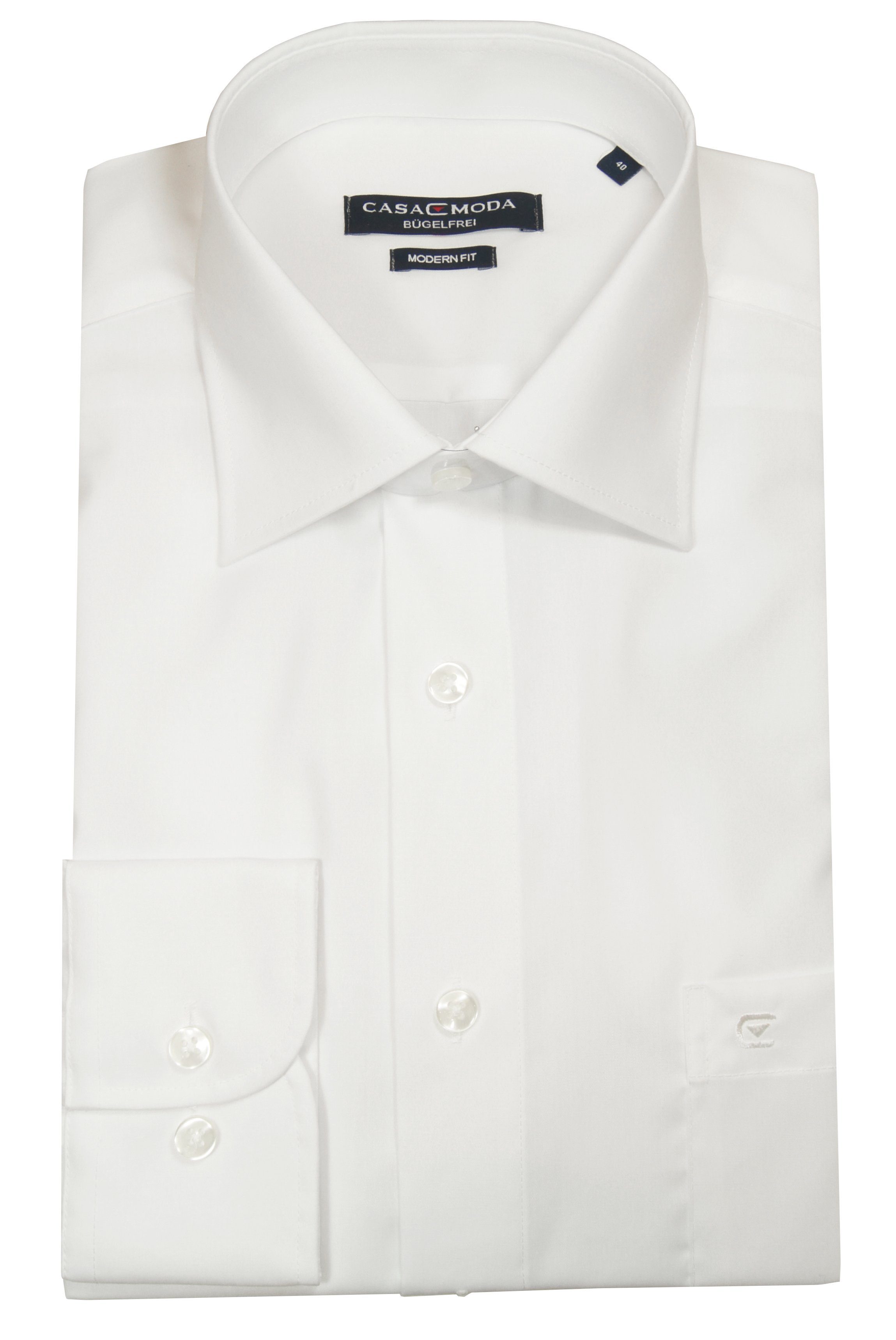 CASAMODA Businesshemd Herren Hemd Langarm Hemd uni modern fit Kentkragen, creme HL31, 42 – Bild 3 von 5