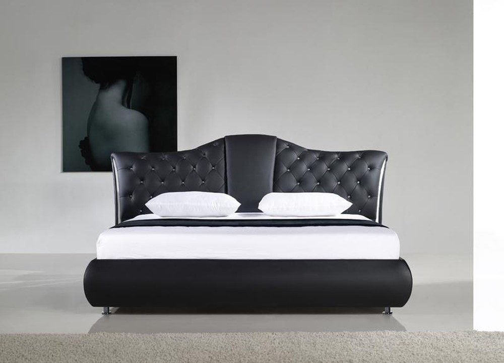 JVmoebel Bett Klassisches Doppelbett aus Kunstleder in Schwarz mit Bettkasten (1-tlg), Made in Europa