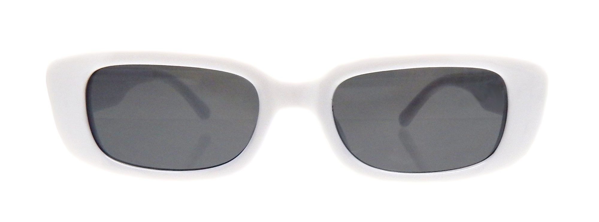 Ella Jonte Sonnenbrille schmale Trend Sonnenbrille weiss Gläser grau im Stoff Etui