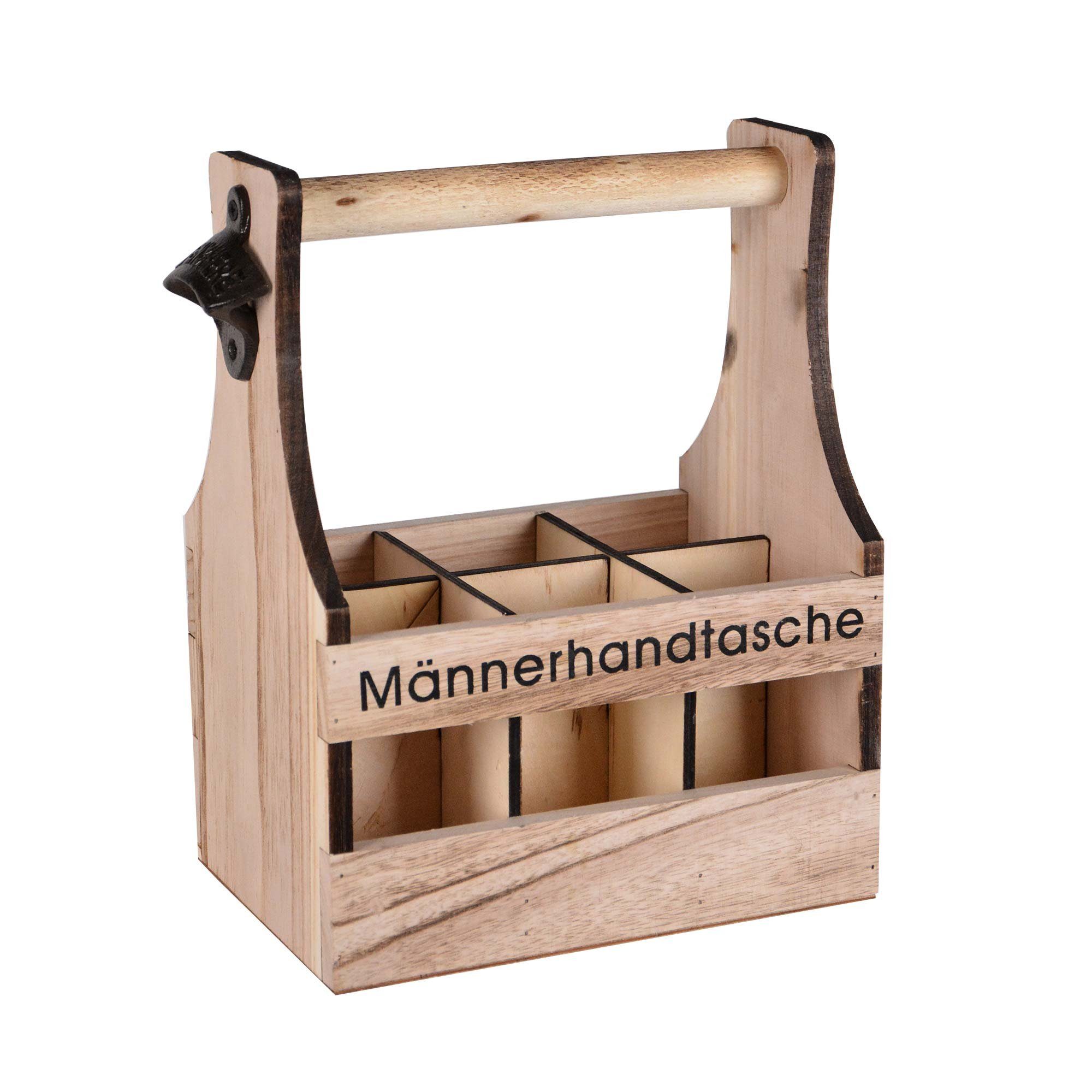 Flaschenkorb Bierträger Holz Biertasche mit Männerhandtasche, Flaschenöffner HOME UNUS Flaschenhalter aus