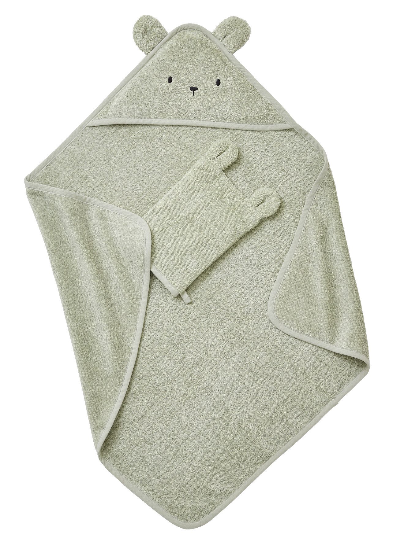 vertbaudet Kapuzenhandtuch Baby-Set aus Badetuch und Waschhandschuh, Bio-Kollektion