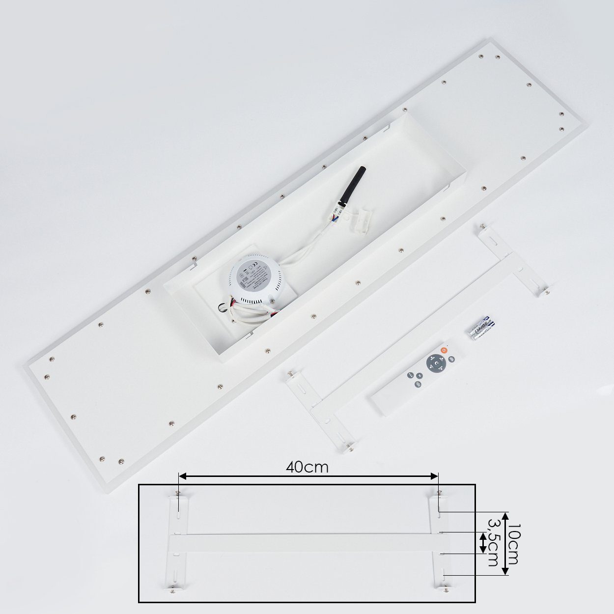 Kunststoff, Fernbedienung, LED, hofstein und aus Panel max. weiß, Deckenpanel Kelvin, Lumen CCT Metall, 2700-6500 Farbwechsler mit Panel »Vasto« dimmbares 4000 LED