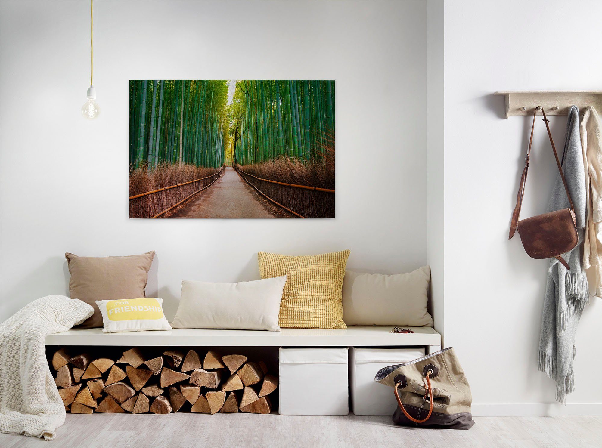 A.S. Création Leinwandbild Bambus Walk, Gemälde, Kinder, Kunst (1 St), Feldweg Bambus Natur Keilrahmen Leinwand-Bild Wohnzimmer modern Kinder