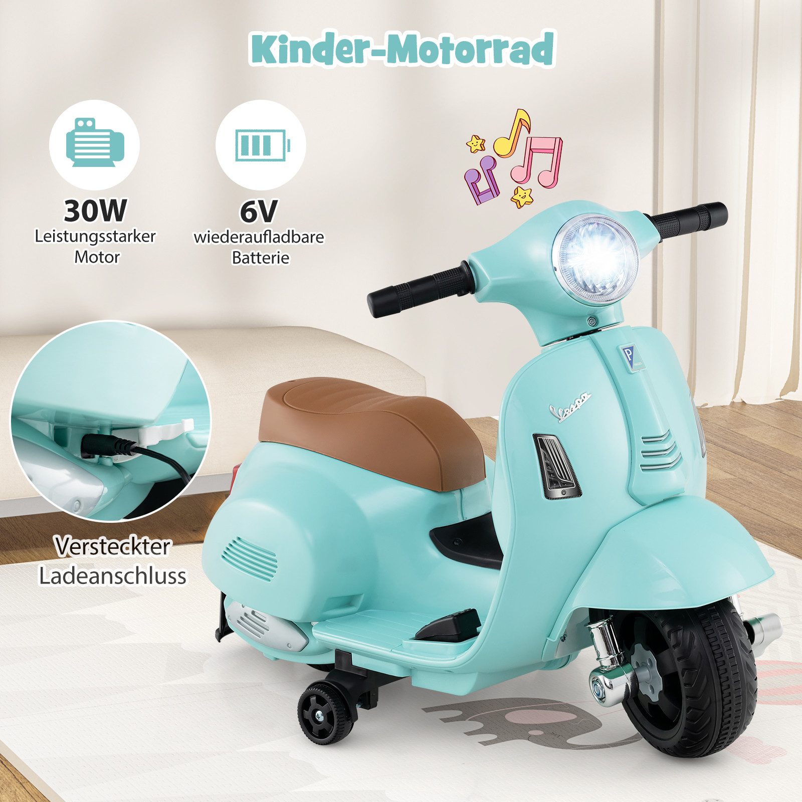 COSTWAY Elektro-Kindermotorrad, Belastbarkeit 25 kg, (1-tlg), 6V Motorrad, günstig online kaufen